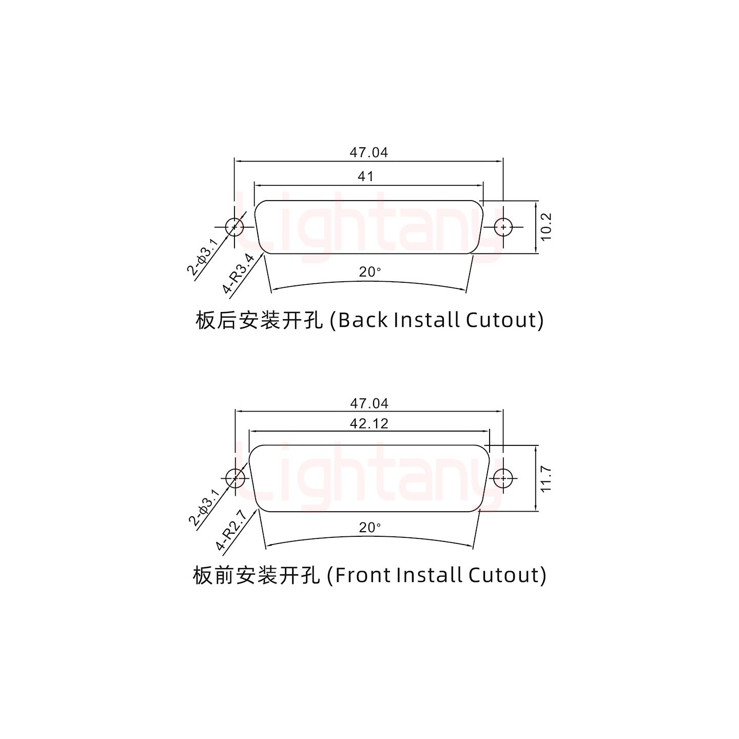 13W3公短體焊線/光孔/大電流10A