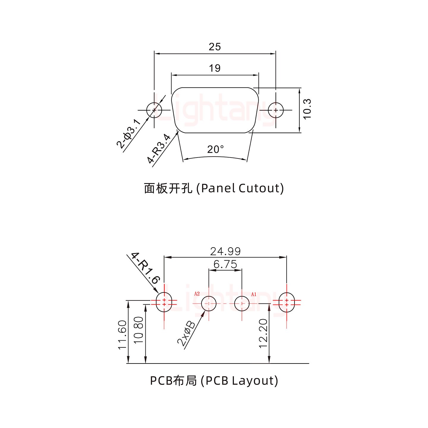 2V2母PCB彎插板/鉚支架10.8/大電流10A