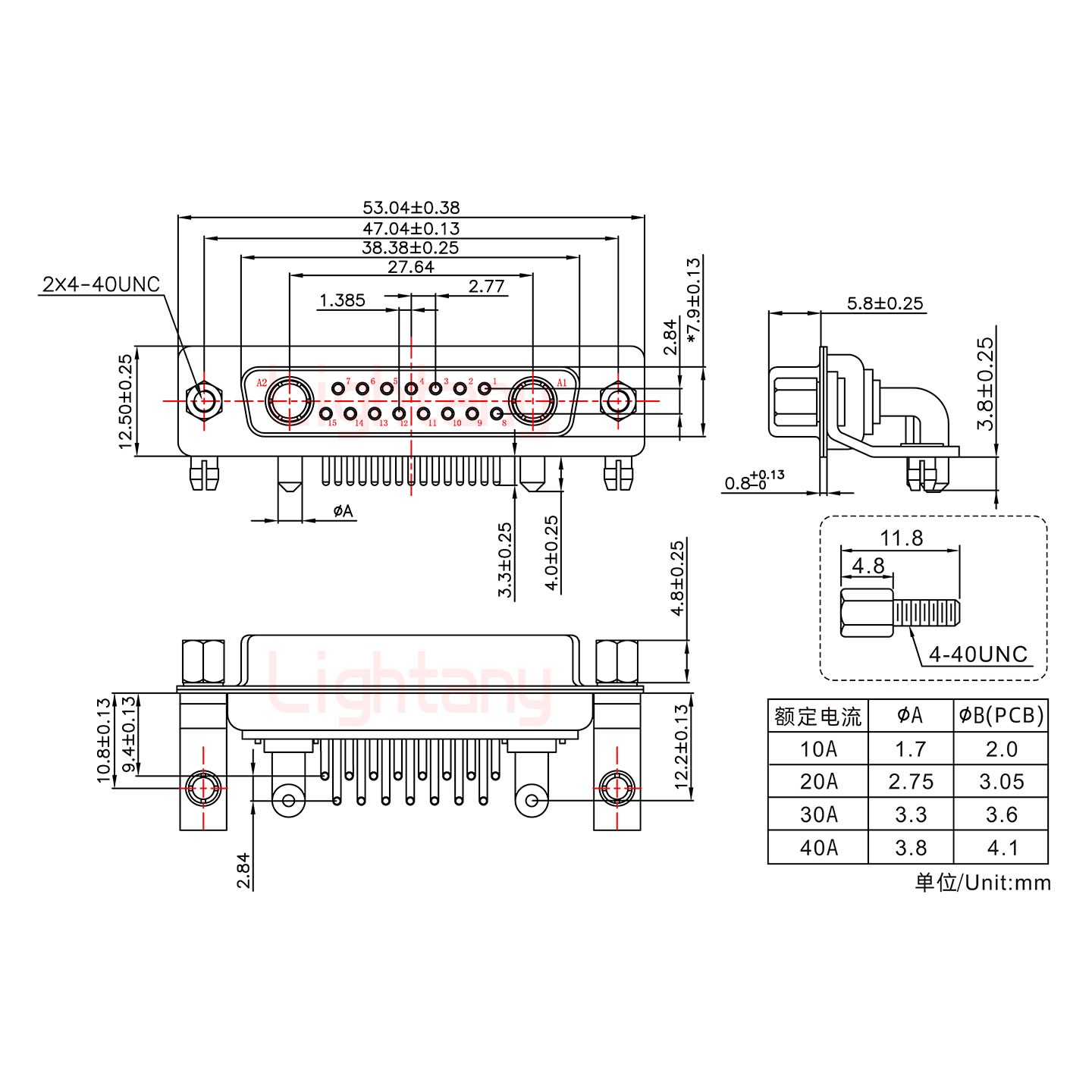 17W2母PCB彎插板/鉚支架10.8/大電流10A