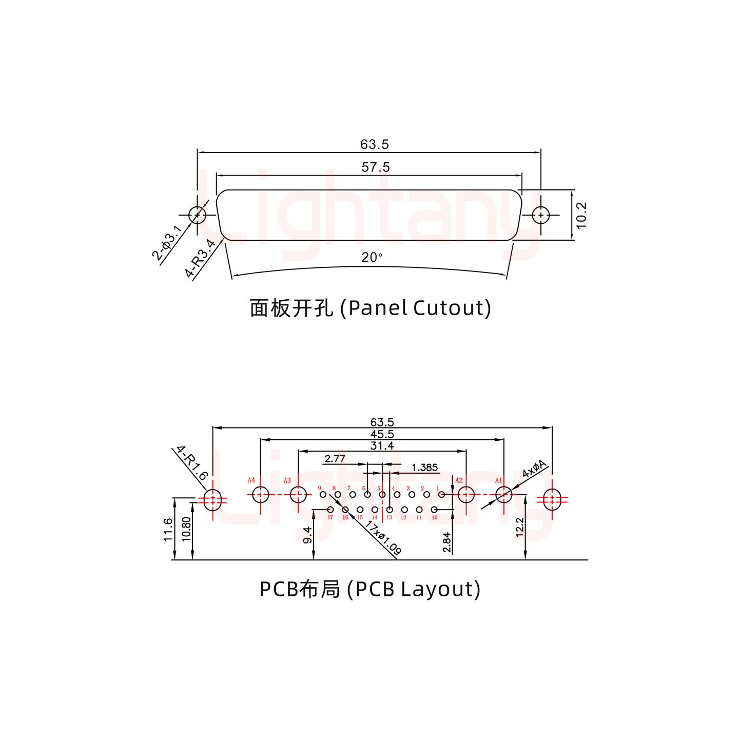 21W4母PCB彎插板/鉚支架10.8/大電流10A