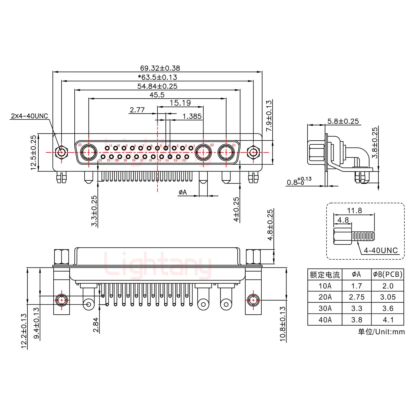 25W3母PCB彎插板/鉚支架10.8/大電流10A