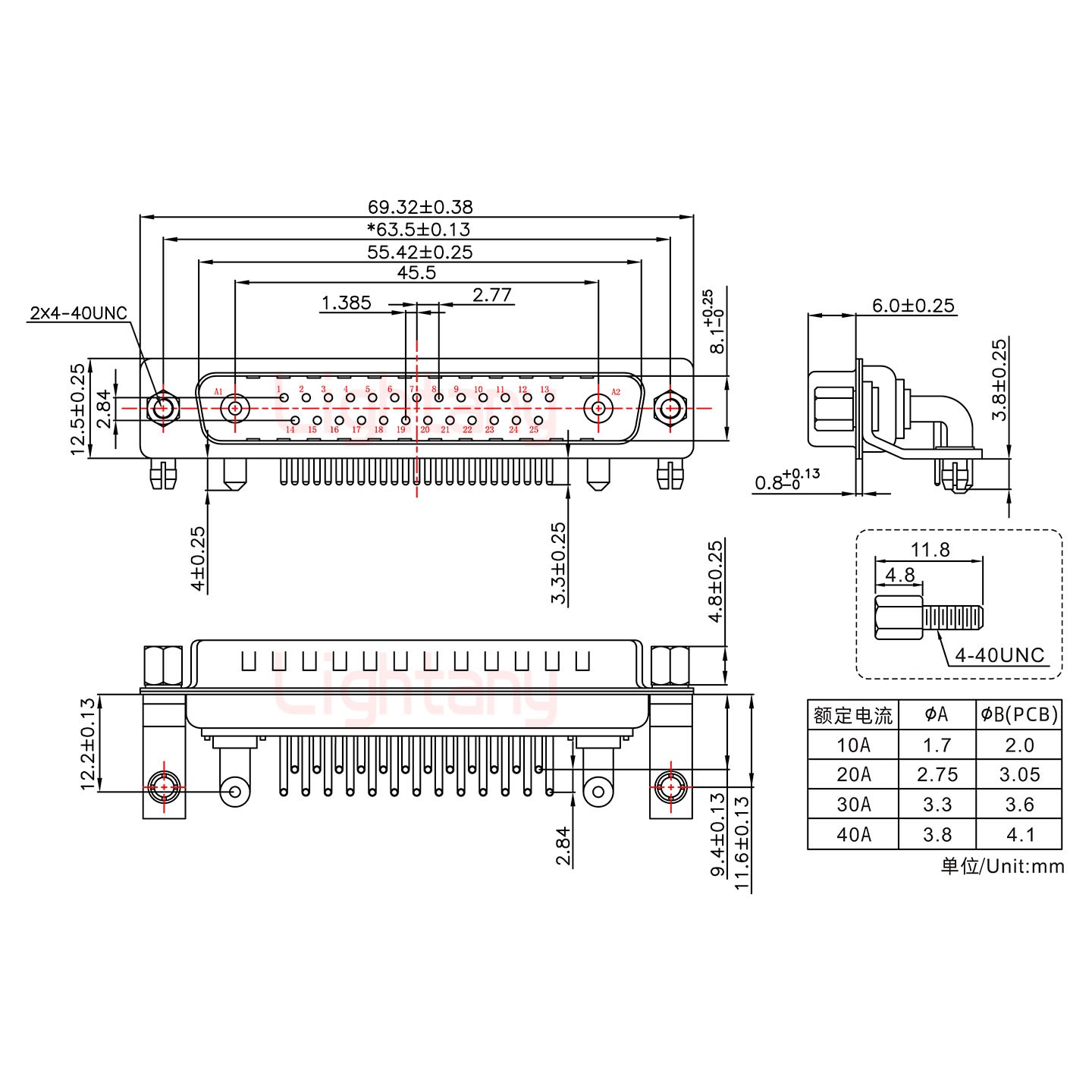 27W2公PCB彎插板/鉚支架11.6/大電流30A