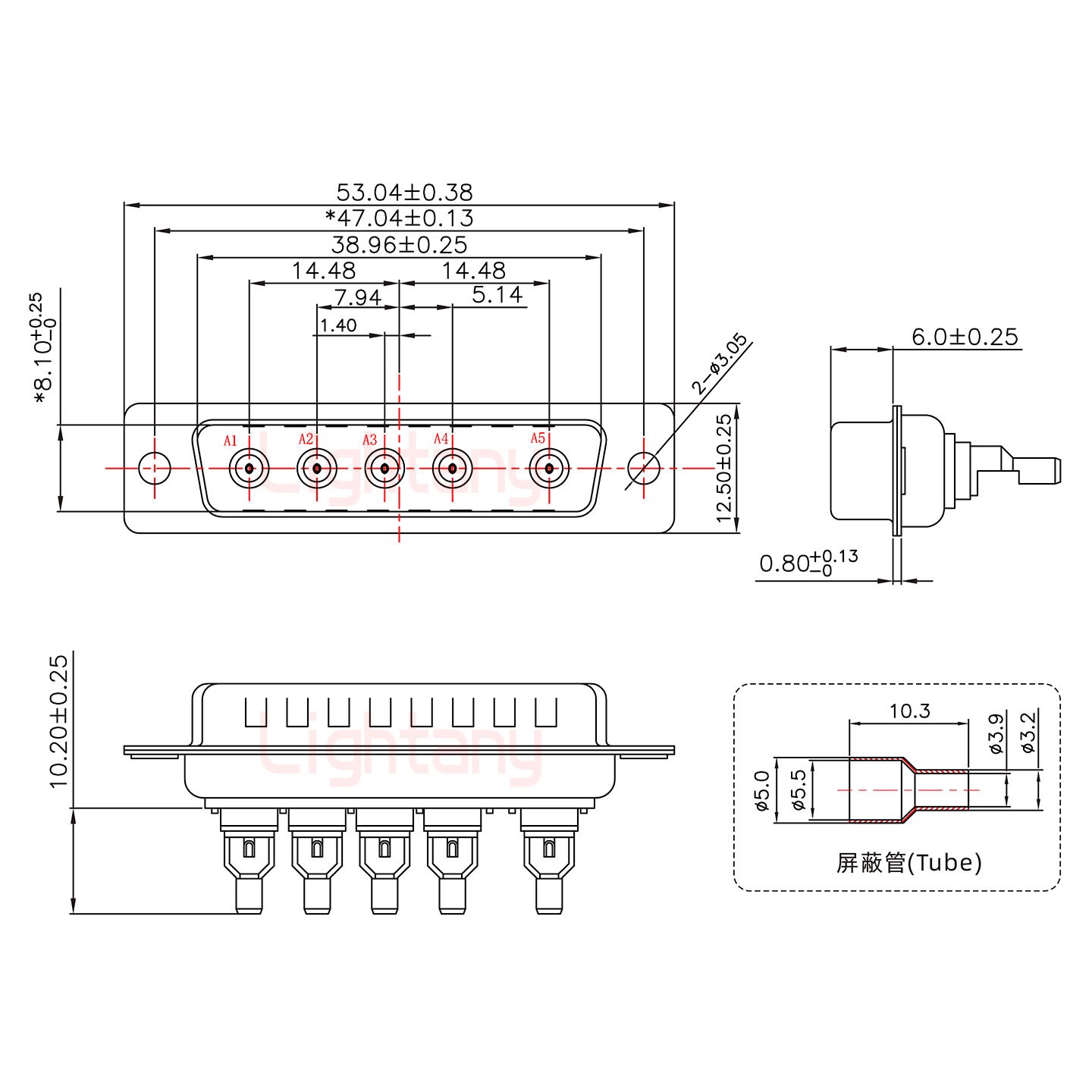 5W5公焊線式50歐姆+25P金屬外殼1015彎出線4~12mm