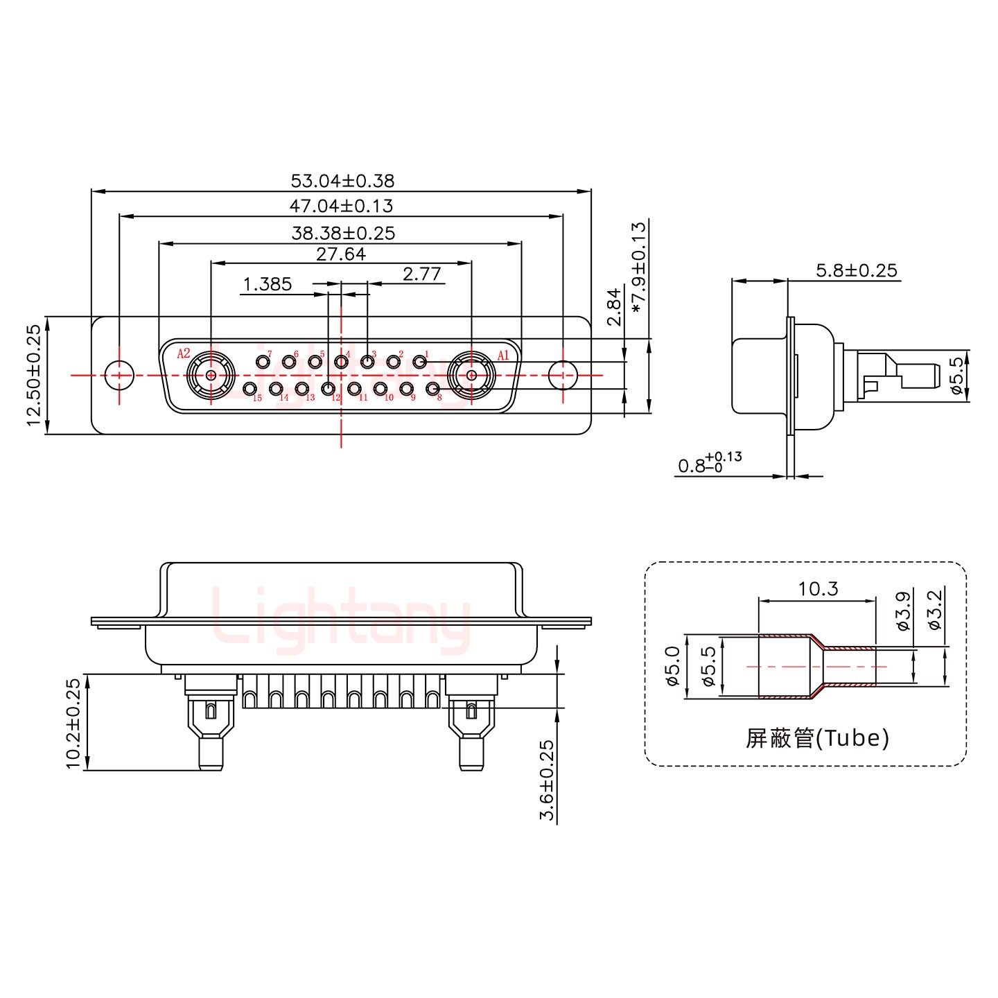 17W2母焊線式/光孔/射頻同軸75歐姆