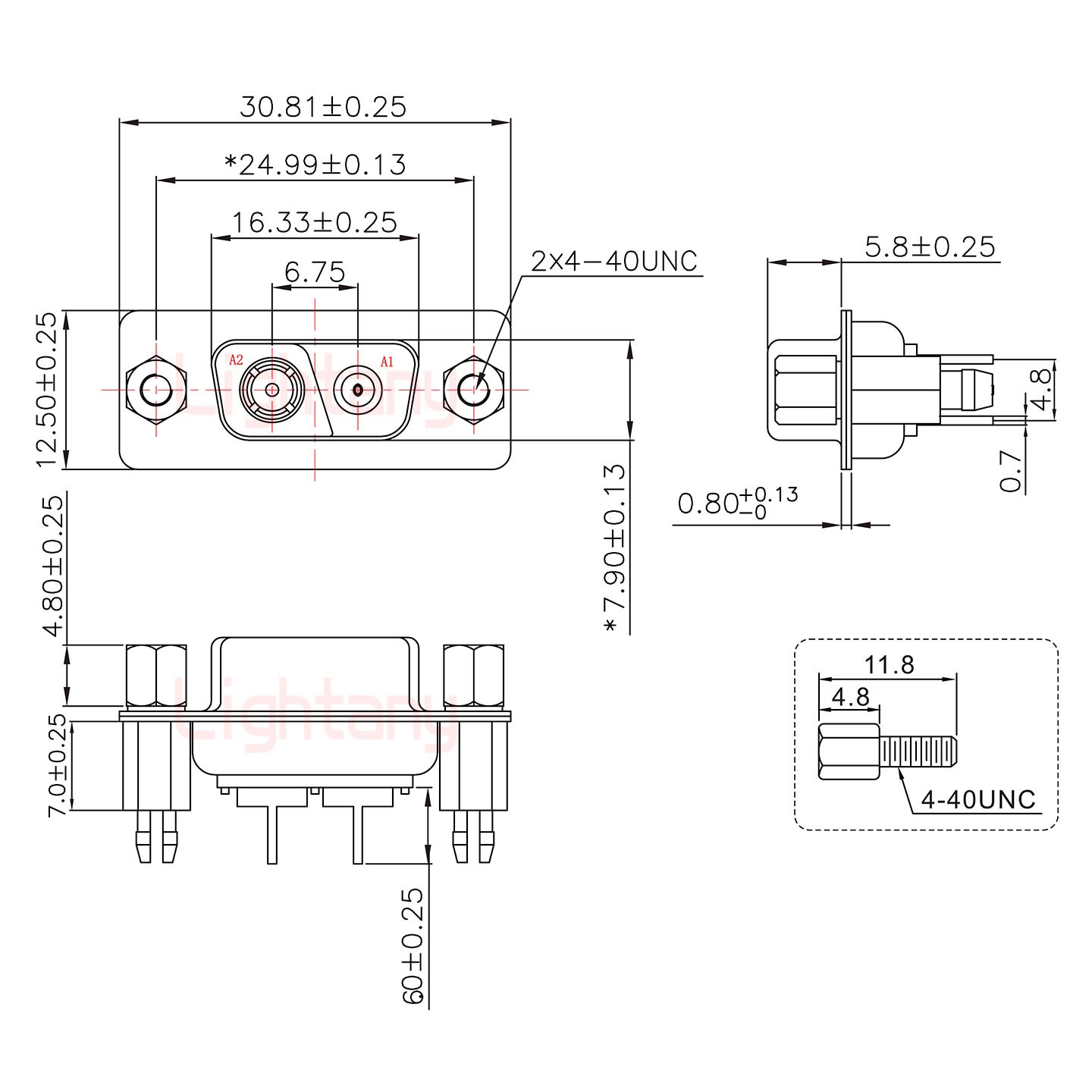 2V2母PCB直插板/鉚魚叉7.0/射頻同軸50歐姆