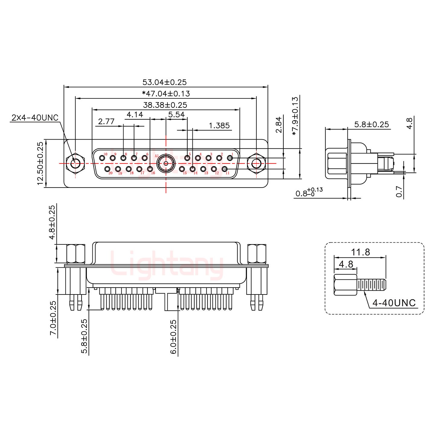 21W1母PCB直插板/鉚魚叉7.0/射頻同軸50歐姆