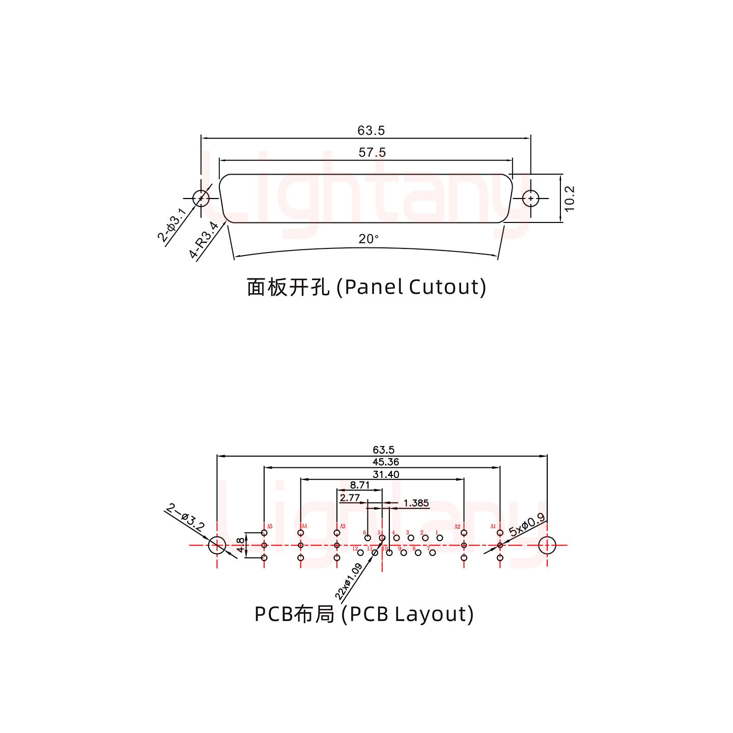 17W5母PCB直插板/鉚魚叉7.0/射頻同軸50歐姆