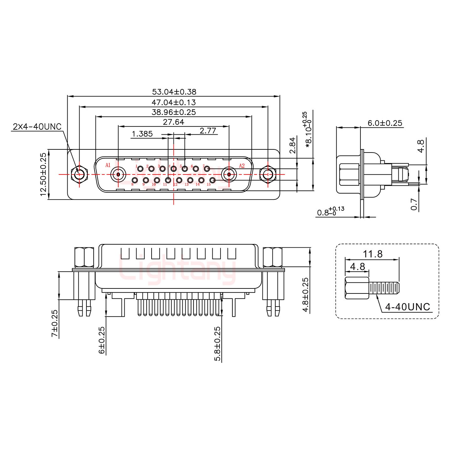 17W2公PCB直插板/鉚魚叉7.0/射頻同軸75歐姆