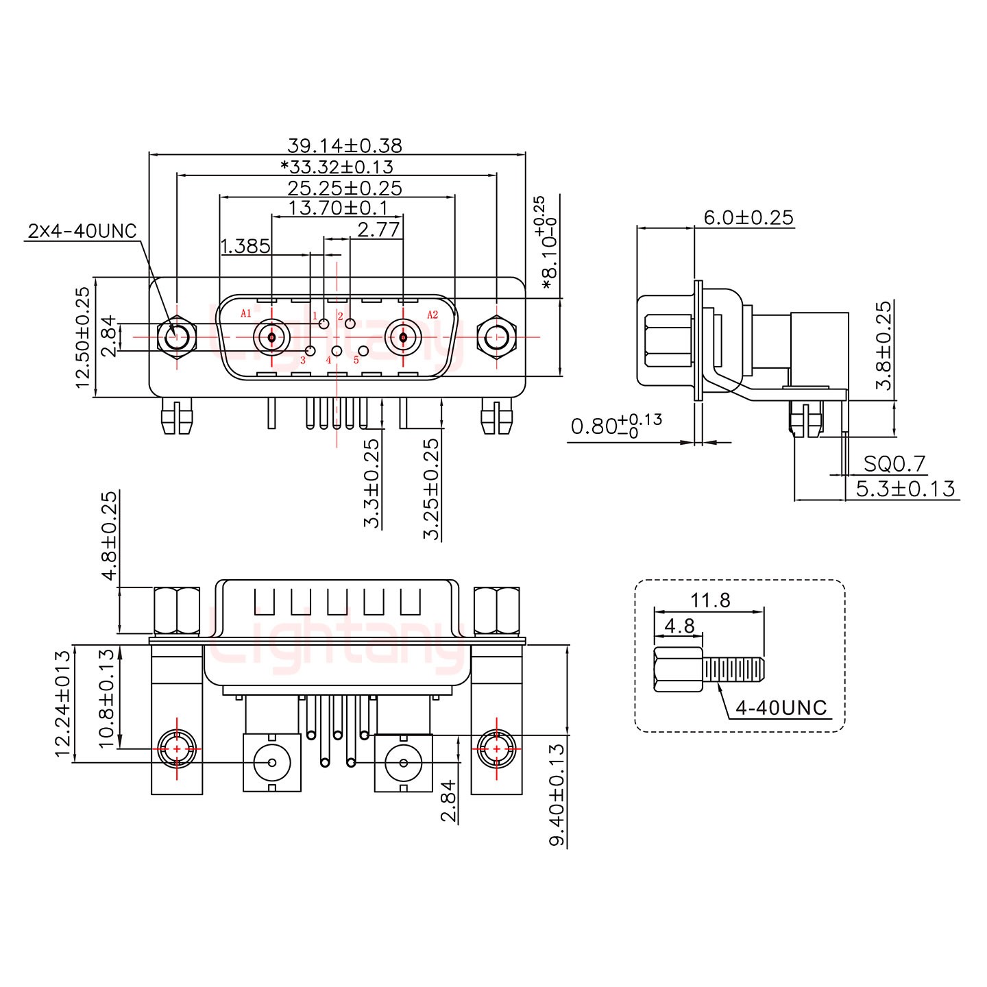 7W2公PCB彎插板/鉚支架10.8/射頻同軸75歐姆