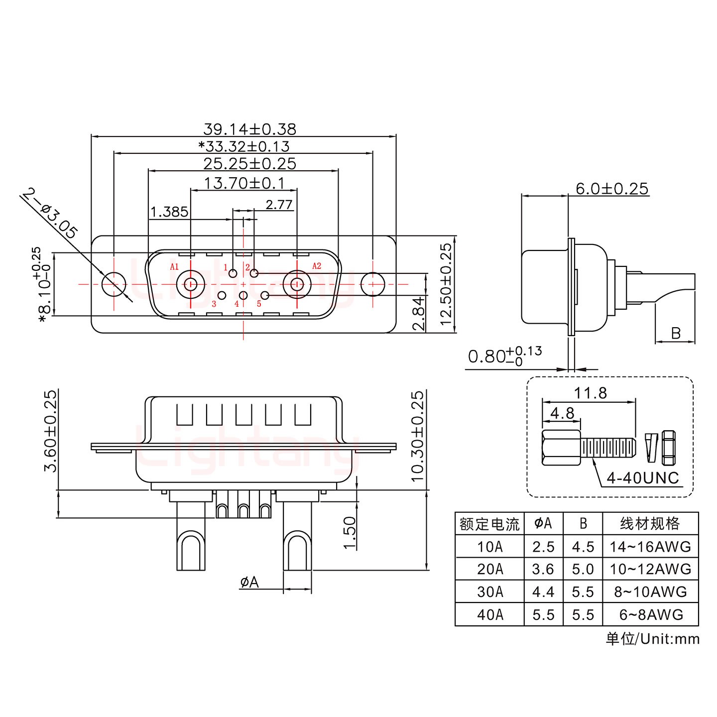 7W2公長(zhǎng)體焊線(xiàn)/配螺絲螺母/大電流10A