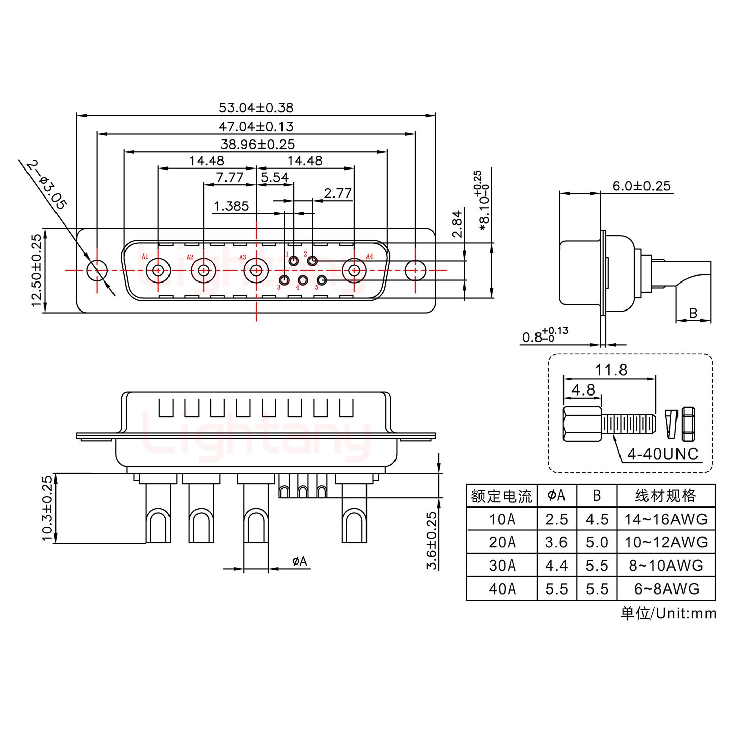 9W4公長體焊線/配螺絲螺母/大電流10A