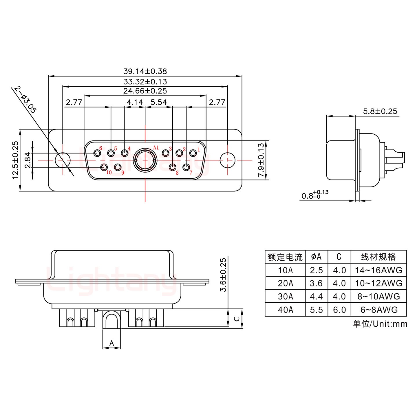 11W1母短體焊線(xiàn)/光孔/大電流20A