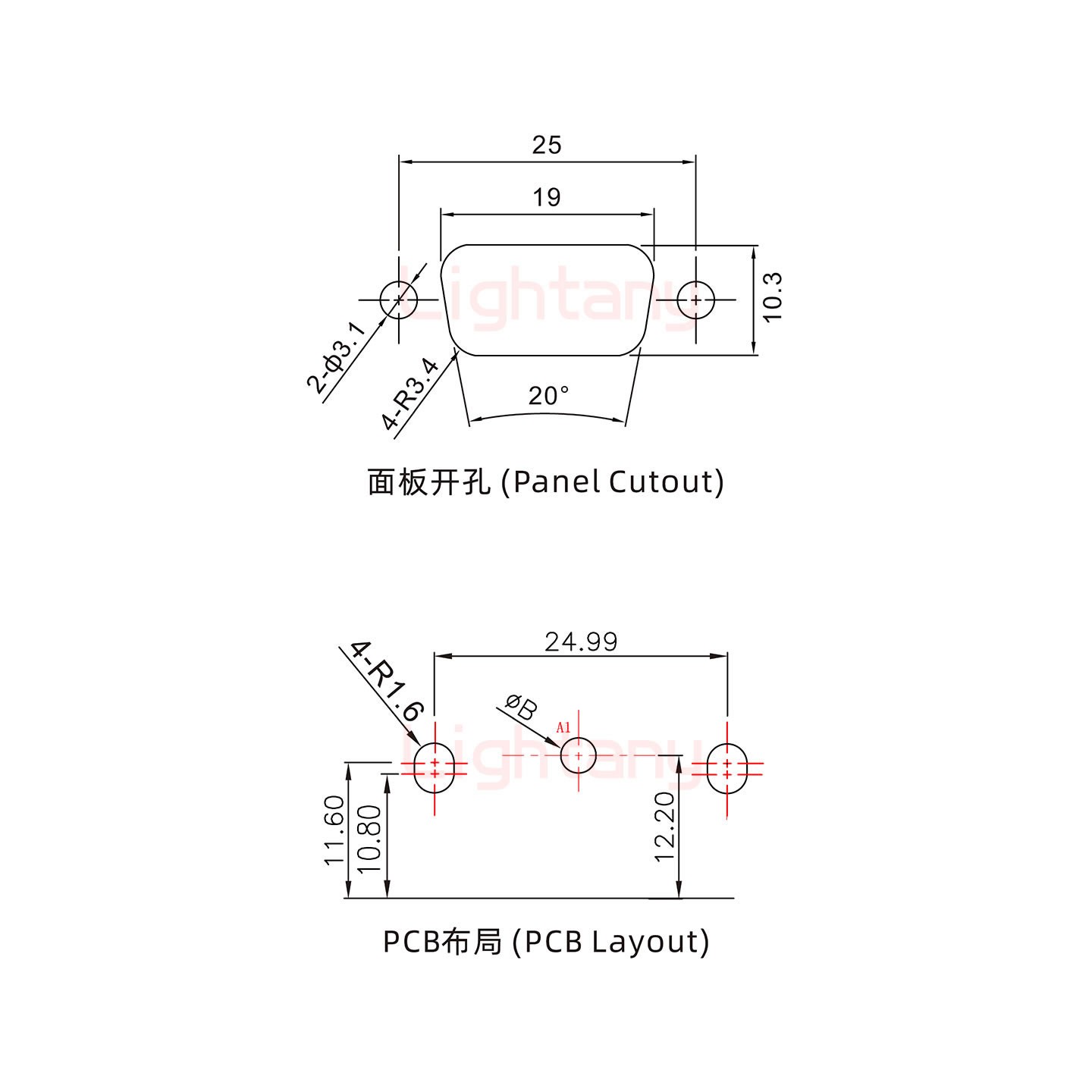 1W1公PCB彎插板/鉚支架11.6/大電流40A