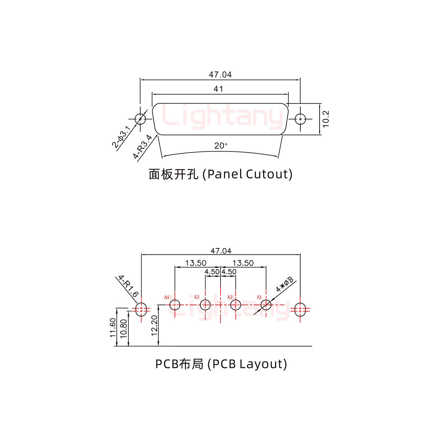 4V4母PCB彎插板/鉚支架11.6/大電流10A