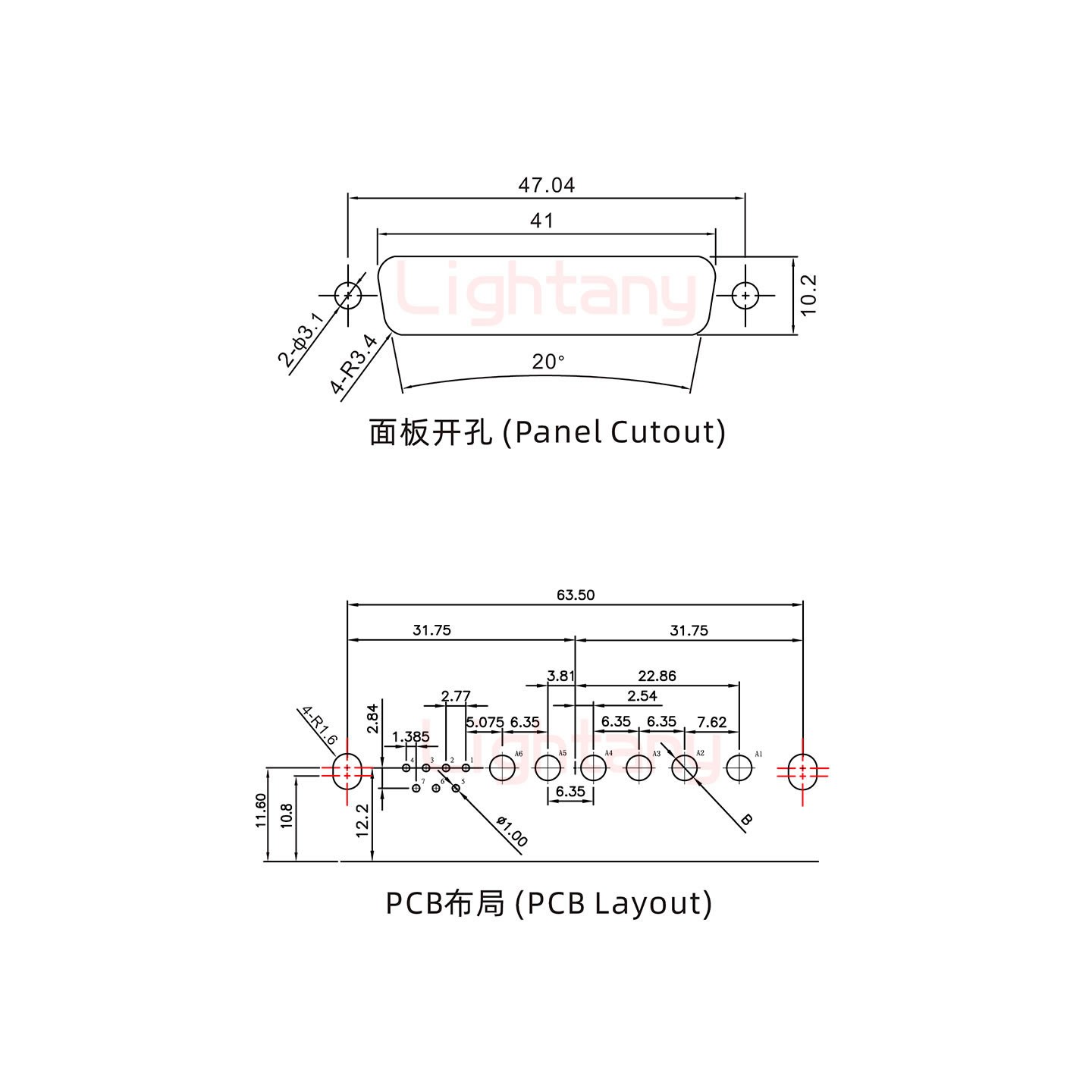 13W6B母PCB彎插板/鉚支架11.6/大電流10A