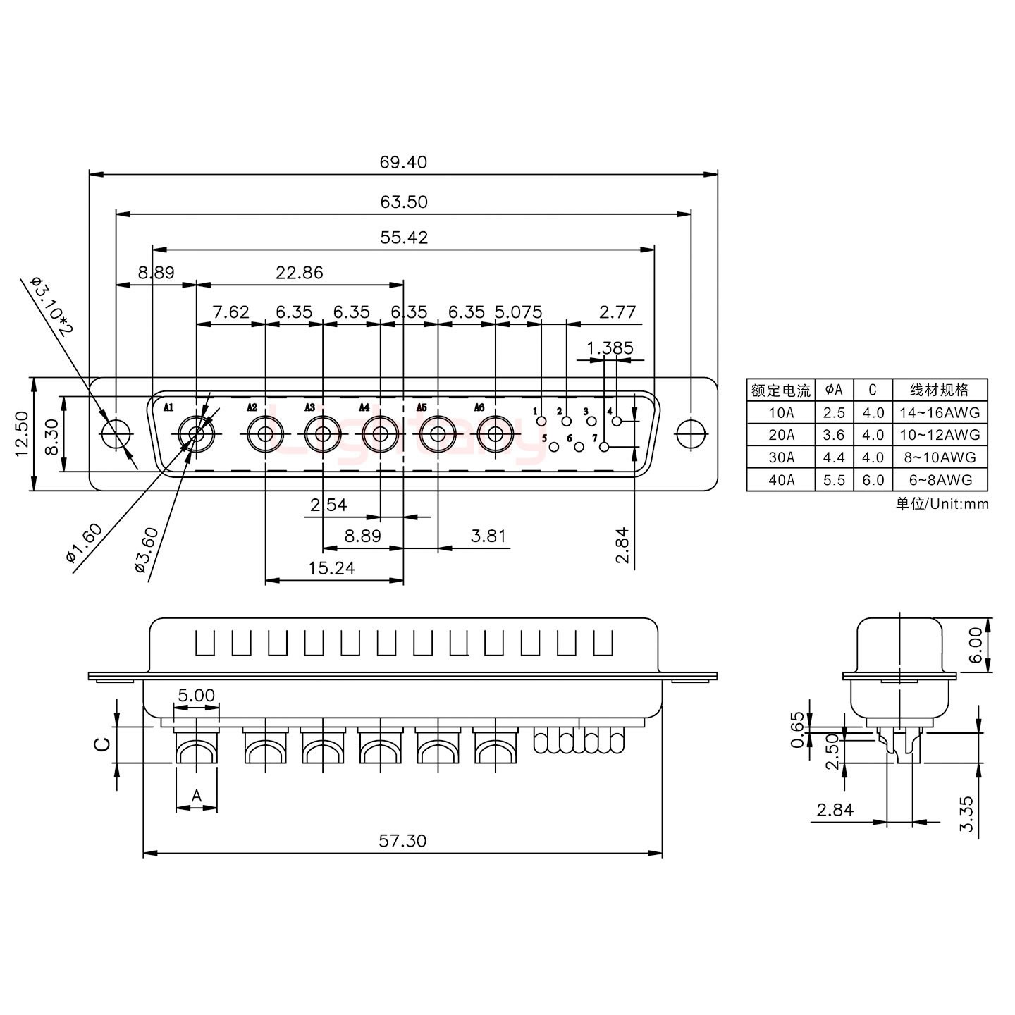 13W6B公短體焊線10A+37P金屬外殼967斜出線4~12mm