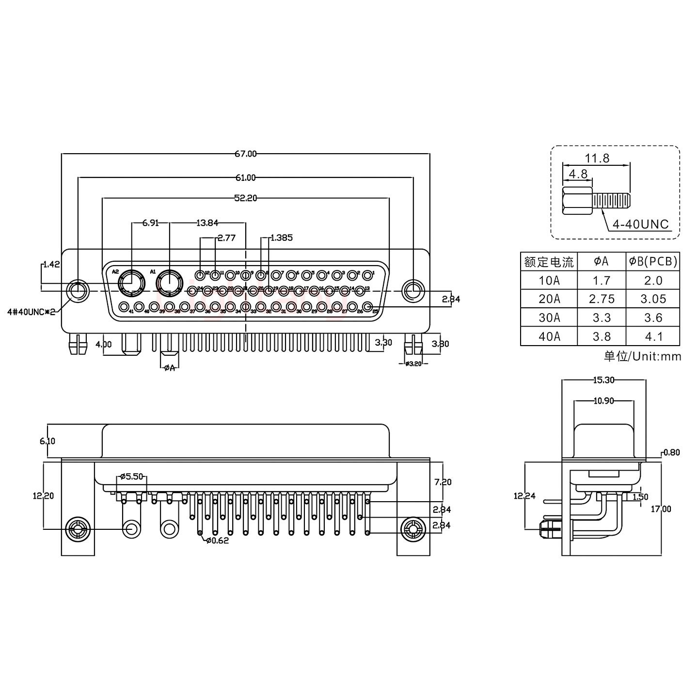 43W2母PCB彎插板/鉚支架12.2/大電流40A