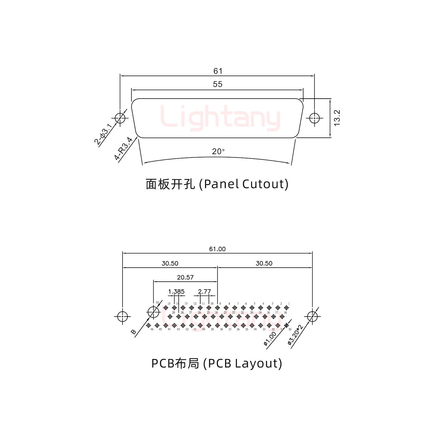 47W1母PCB直插板/鉚魚(yú)叉7.0/大電流30A