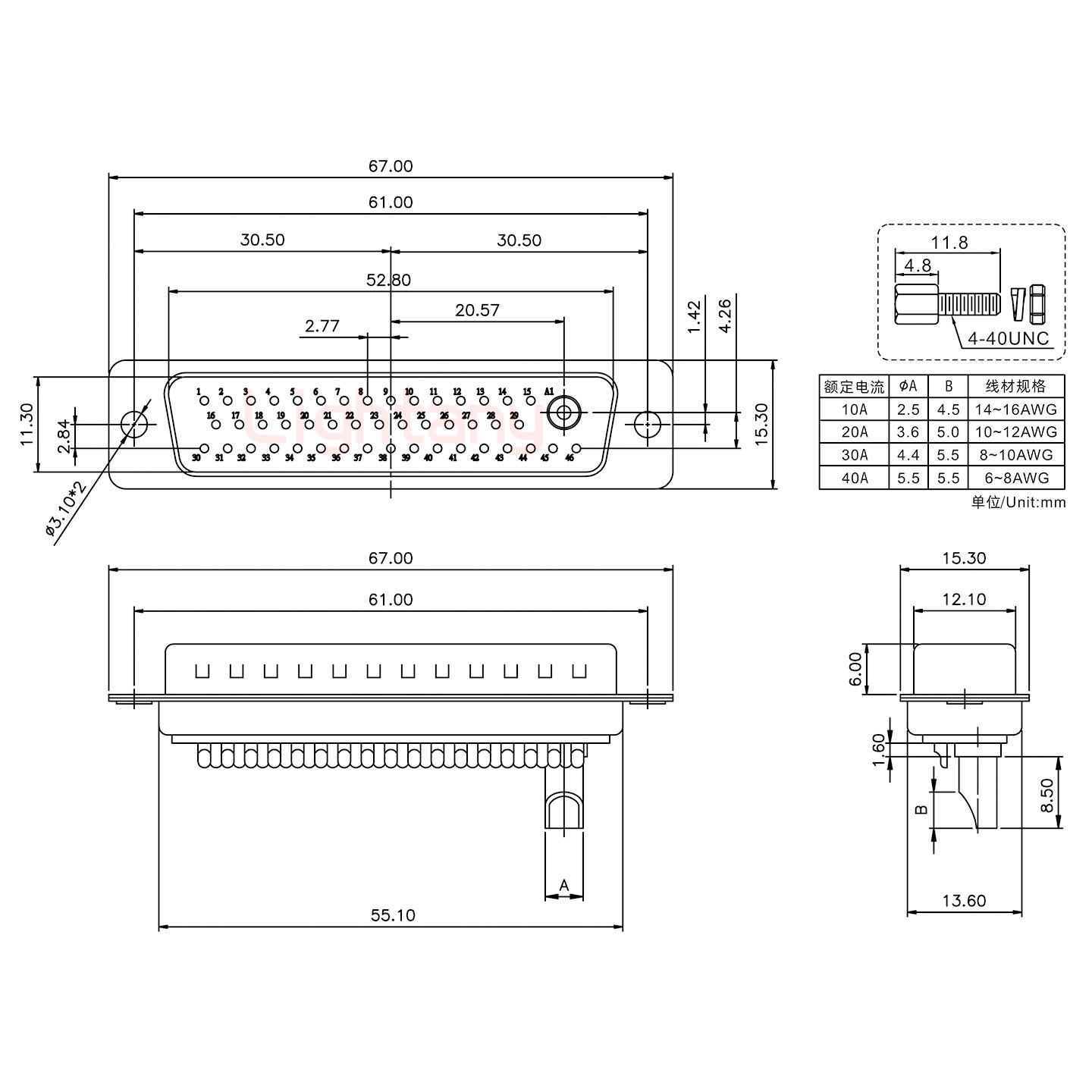 47W1公長(zhǎng)體焊線/螺絲螺母/大電流30A