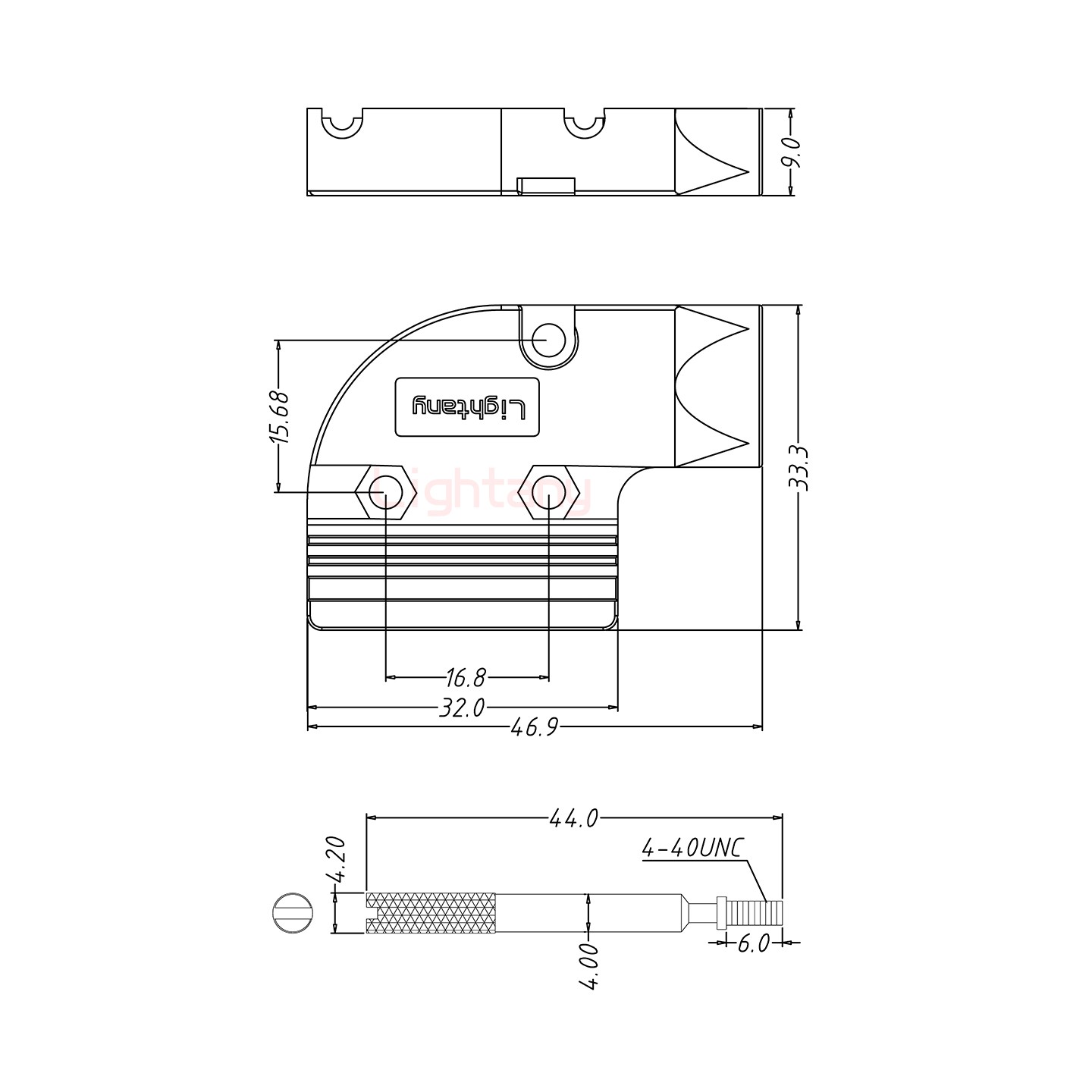 2W2公焊線式75歐姆+9P金屬外殼424彎出線4~12mm