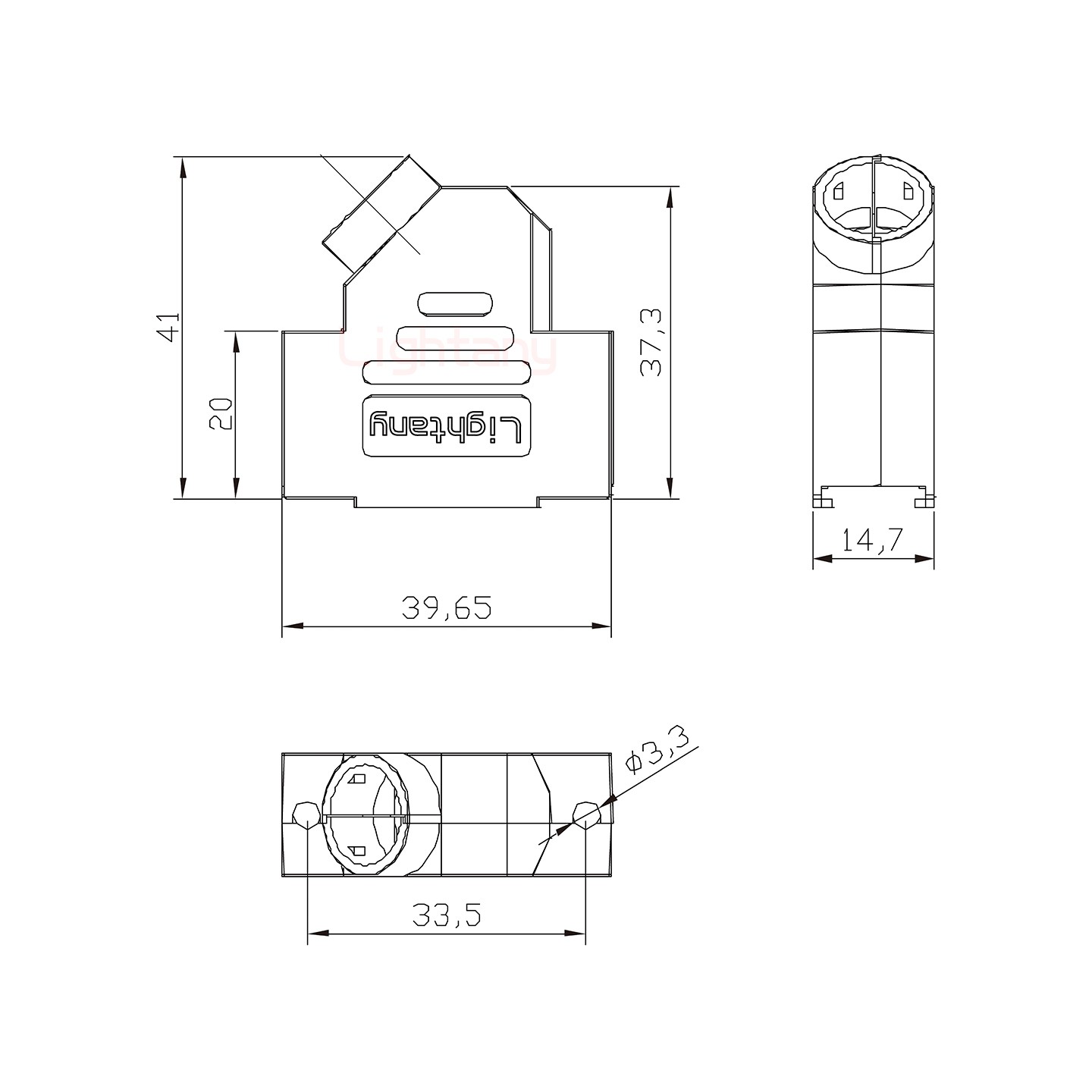 3W3公焊線式75歐姆+15P金屬外殼1679斜出線4~12mm