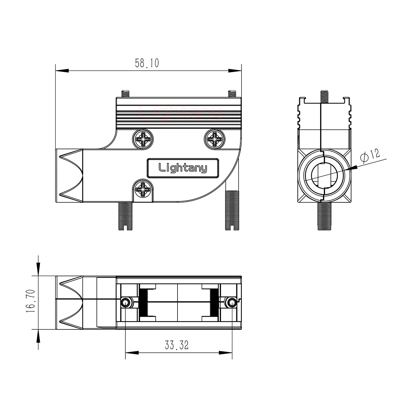 7W2公焊線式75歐姆+15P金屬外殼1443彎出線4~12mm