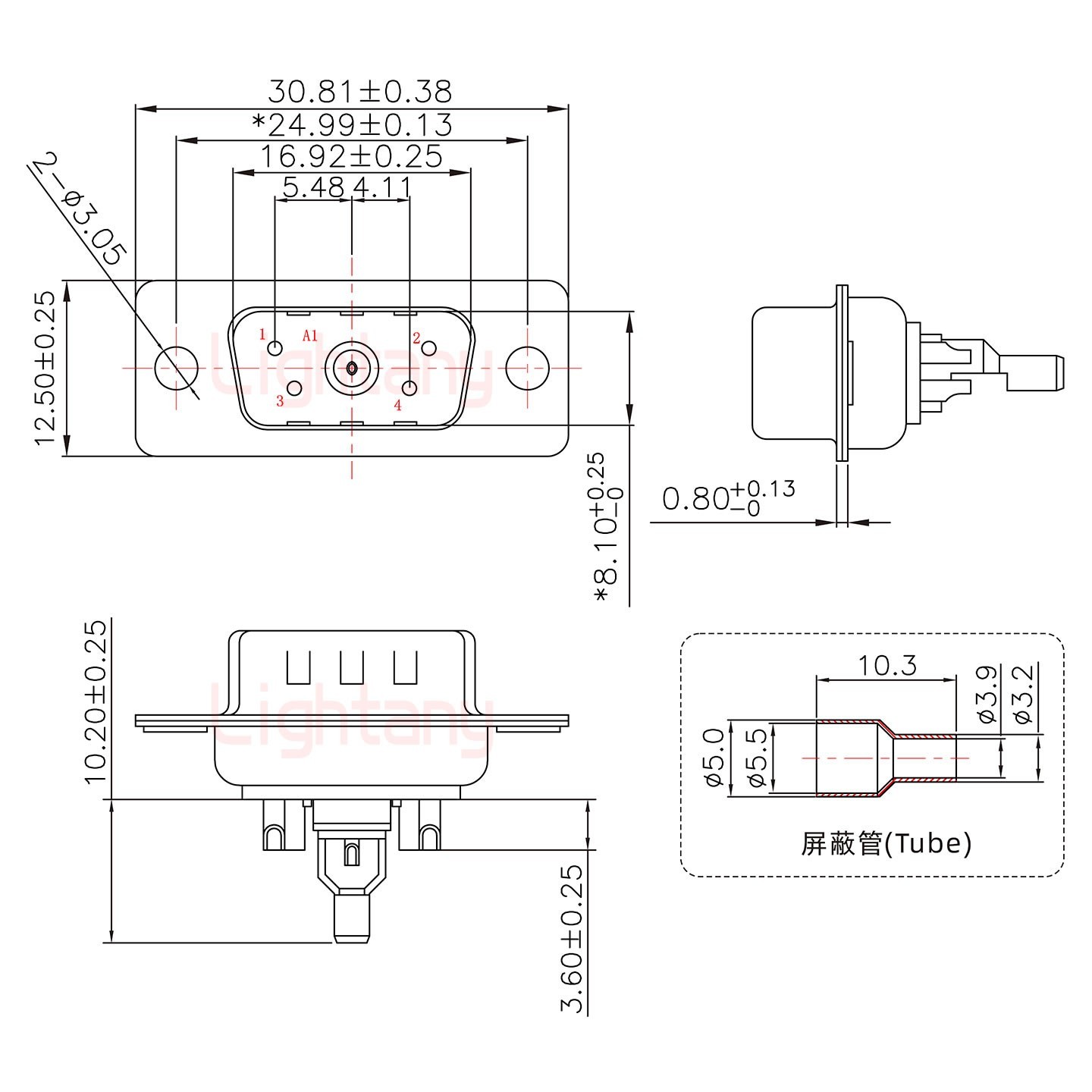 5W1公頭焊線+防水接頭/線徑5~11mm/射頻同軸50歐姆