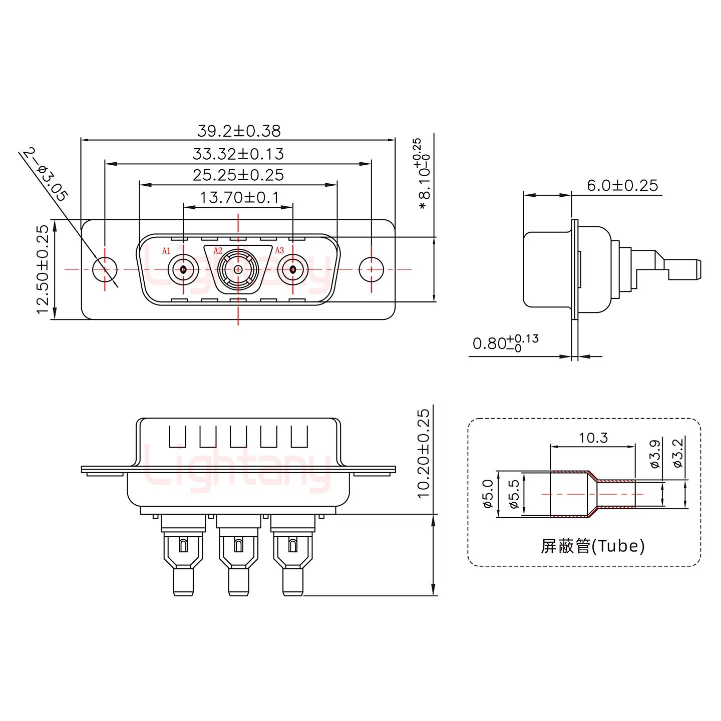 3V3公頭焊線+防水接頭/線徑5~11mm/射頻同軸50歐姆