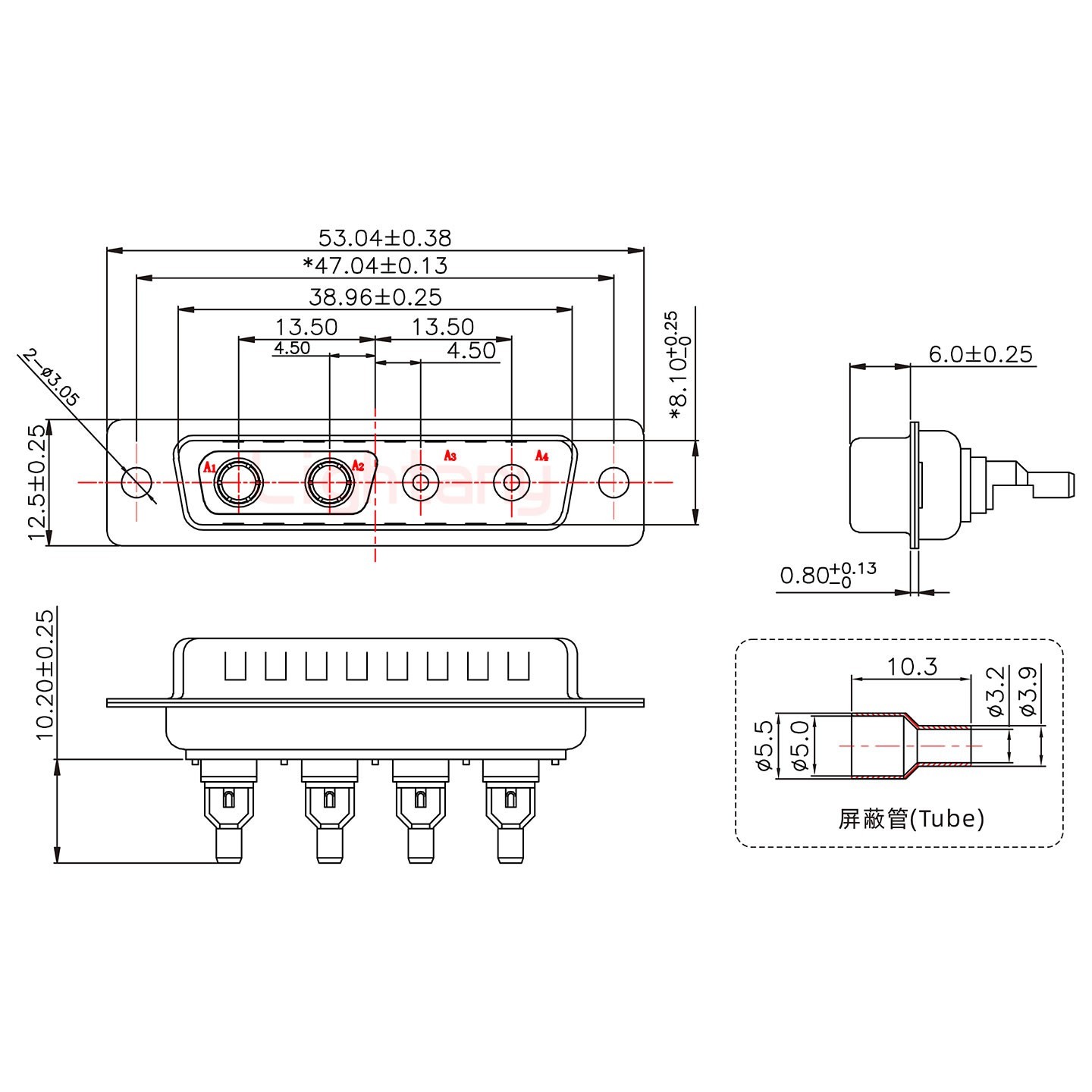 4V4公頭焊線(xiàn)+防水接頭/線(xiàn)徑5~11mm/射頻同軸75歐姆