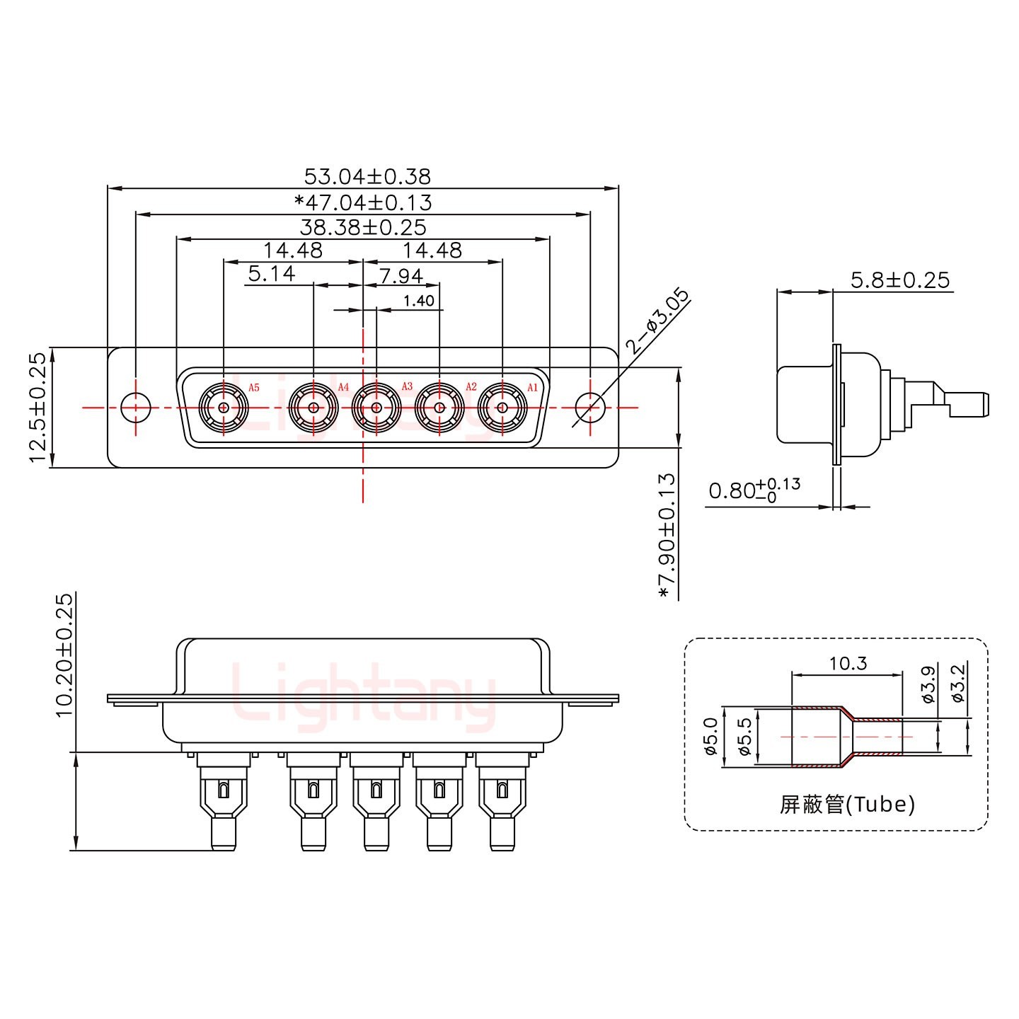 5W5母頭焊線+防水接頭/線徑10~16mm/射頻同軸50歐姆