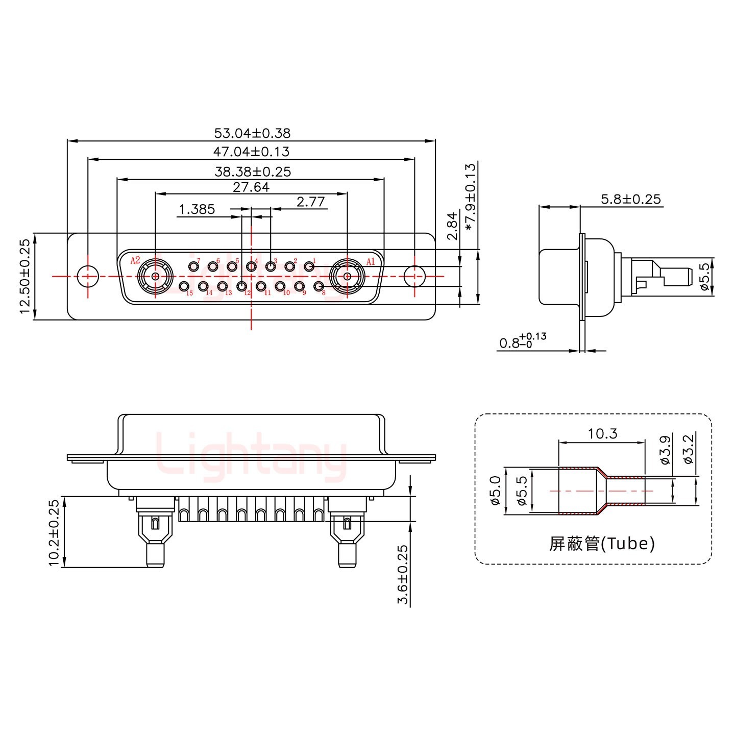 17W2母頭焊線+防水接頭/線徑5~11mm/射頻同軸75歐姆