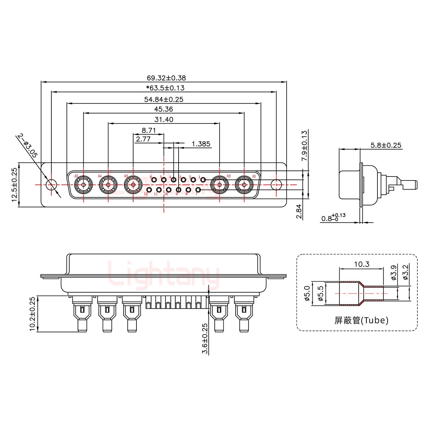 17W5母頭焊線+防水接頭/線徑10~16mm/射頻同軸75歐姆