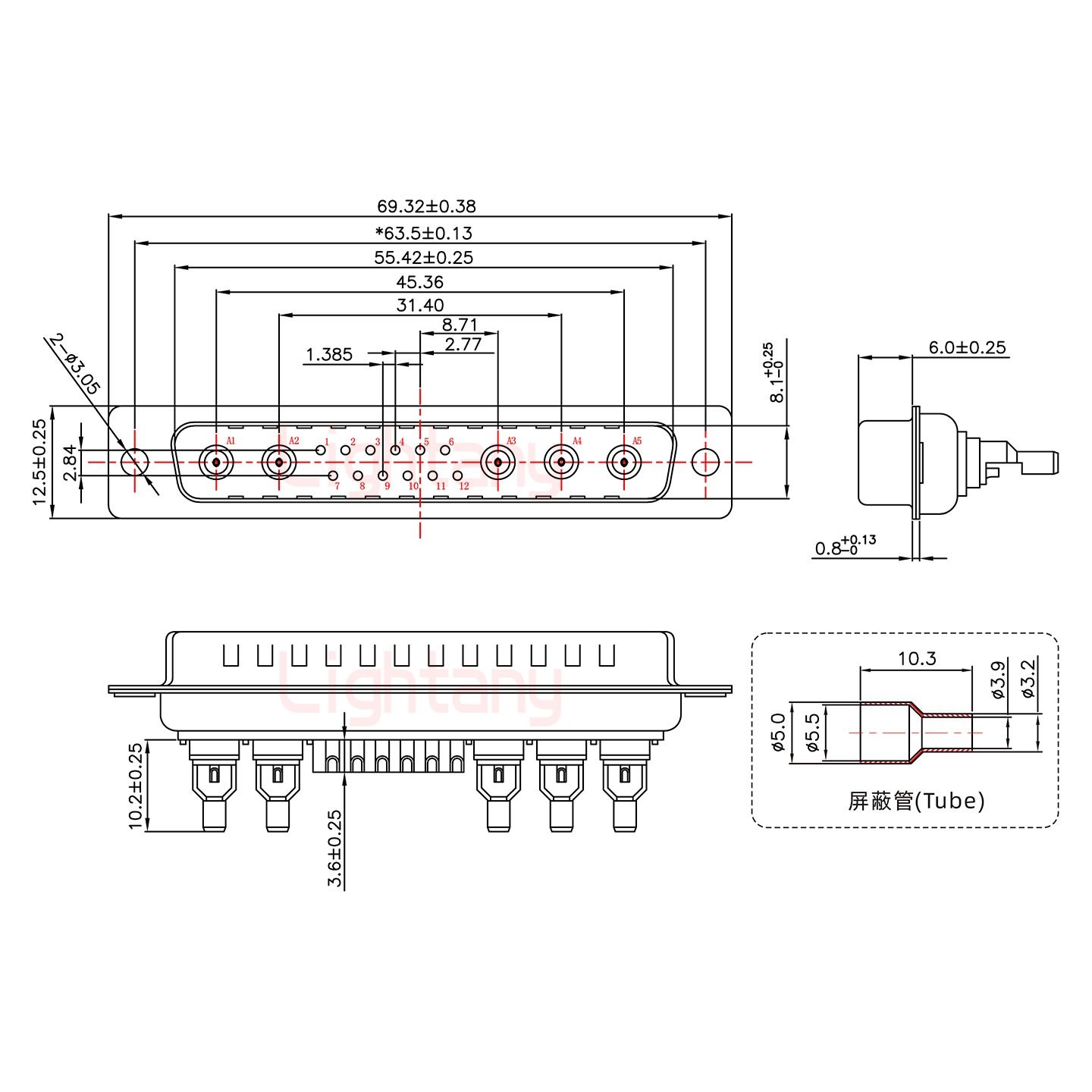 17W5公頭焊線+防水接頭/線徑10~16mm/射頻同軸75歐姆