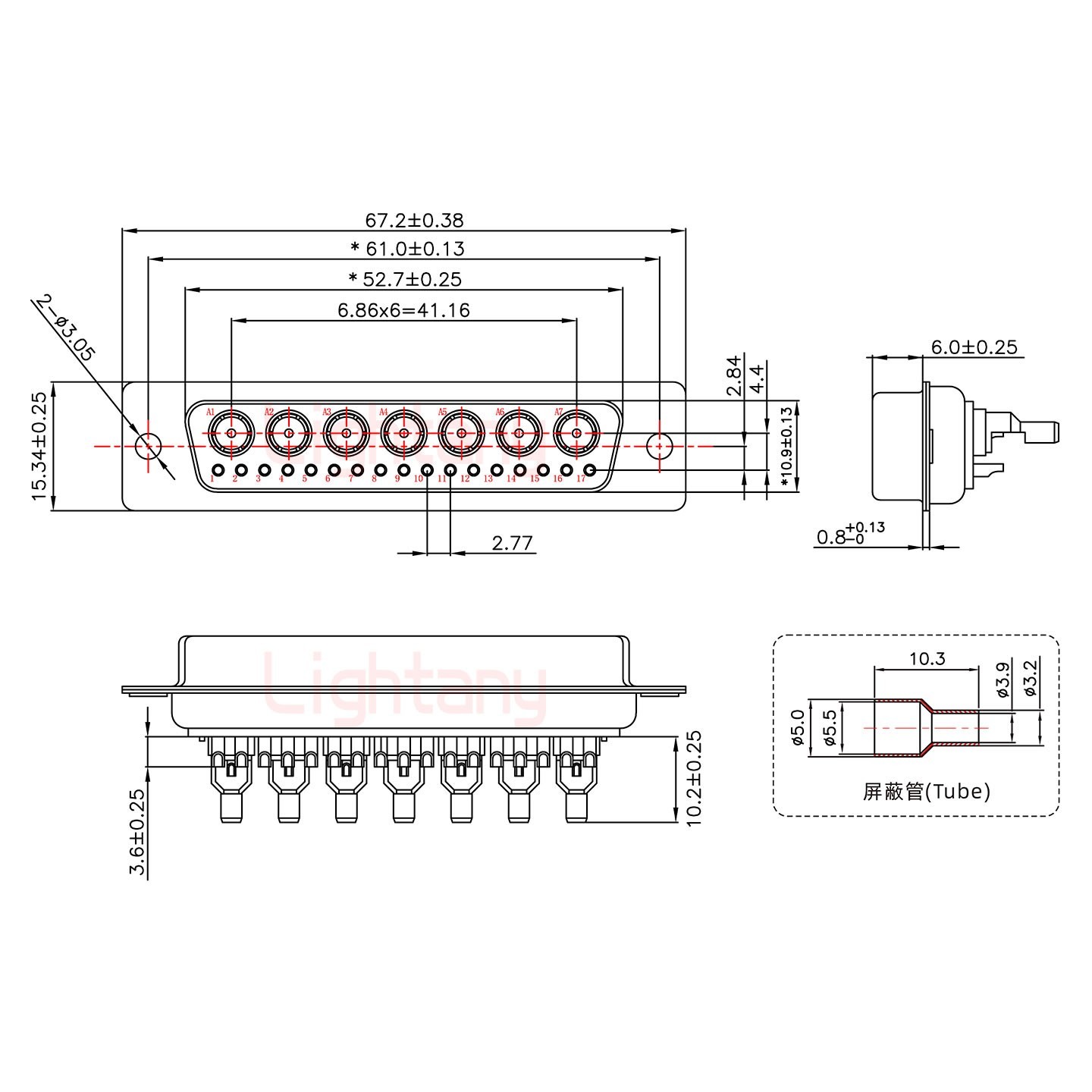 24W7母頭焊線+防水接頭/線徑10~16mm/射頻同軸75歐姆