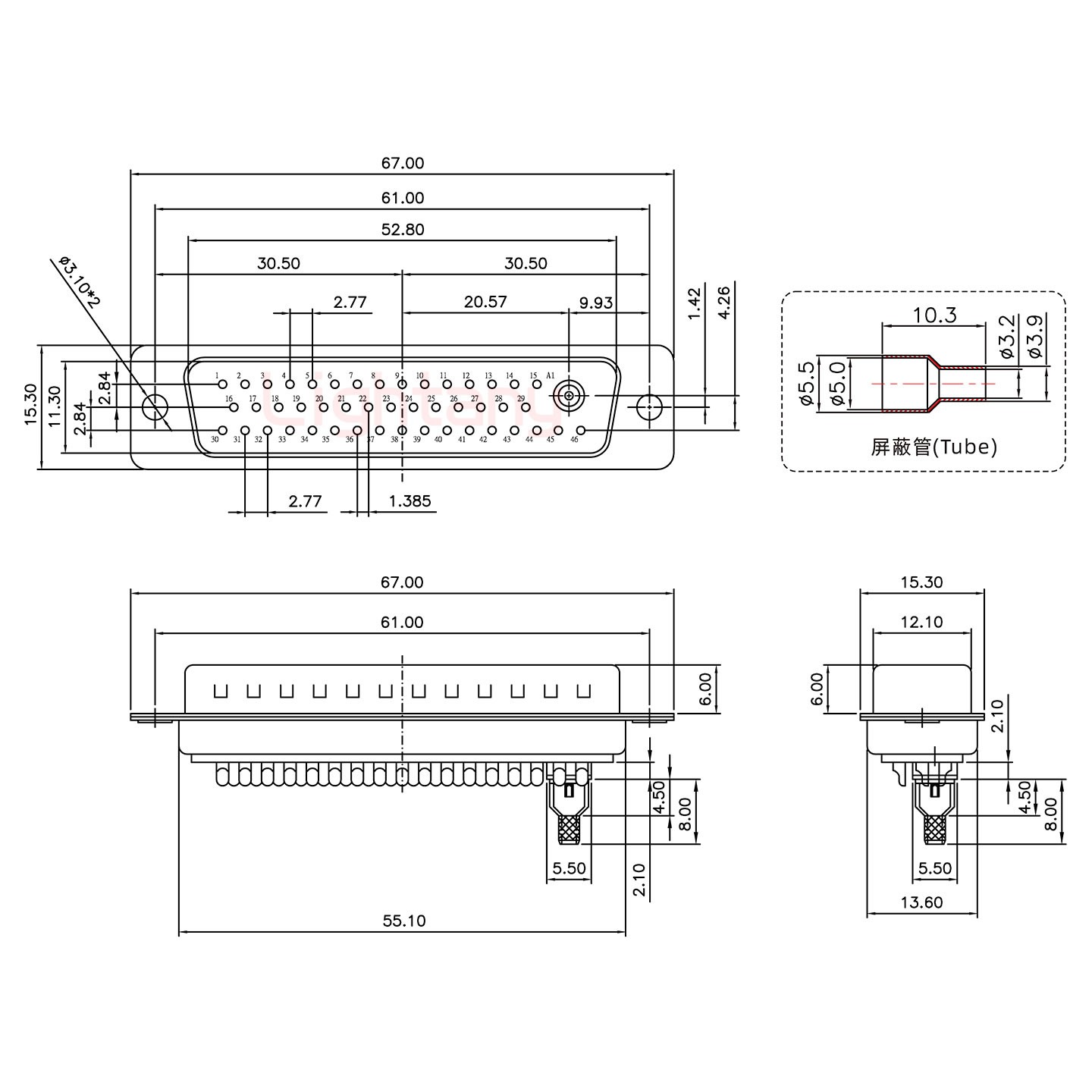 47W1公頭焊線+防水接頭/線徑10~16mm/射頻同軸75歐姆