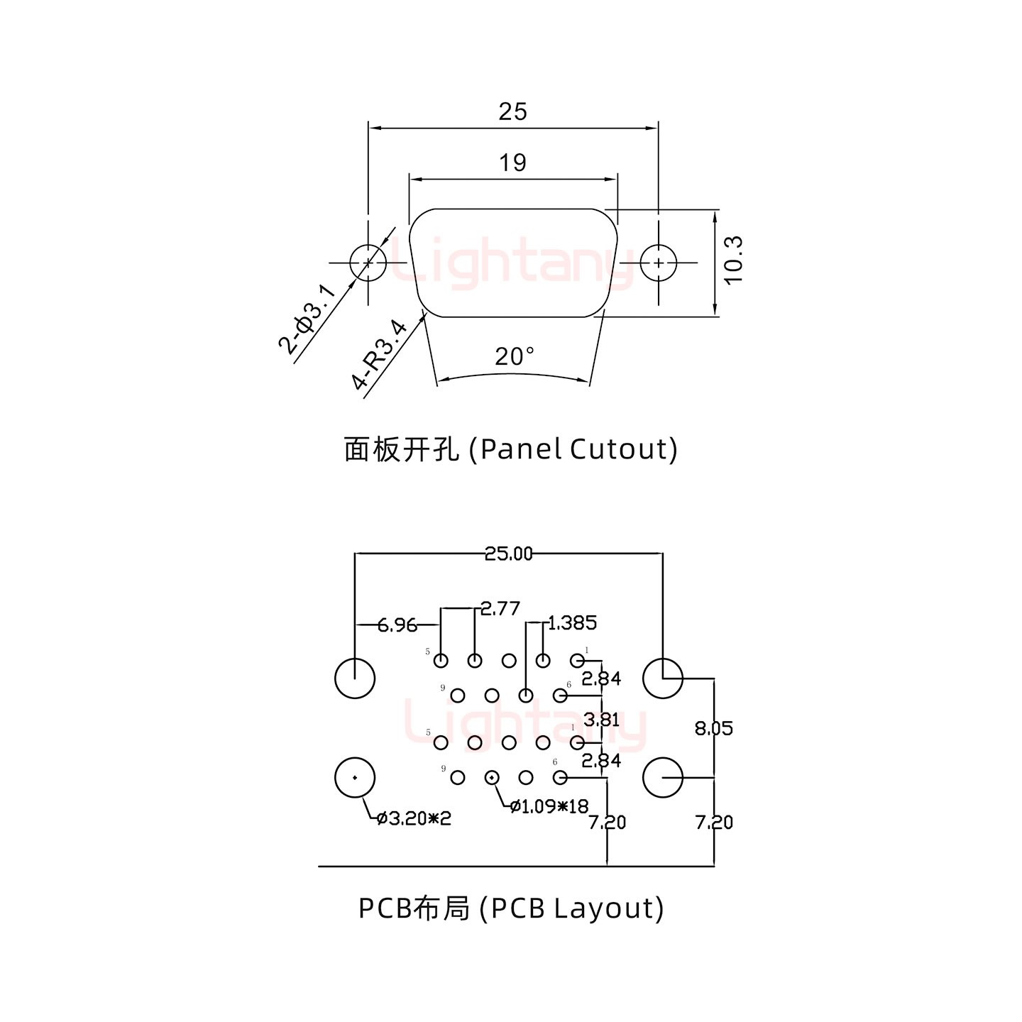 DR9 母對(duì)母 間距19.05車針雙胞胎 D-SUB連接器