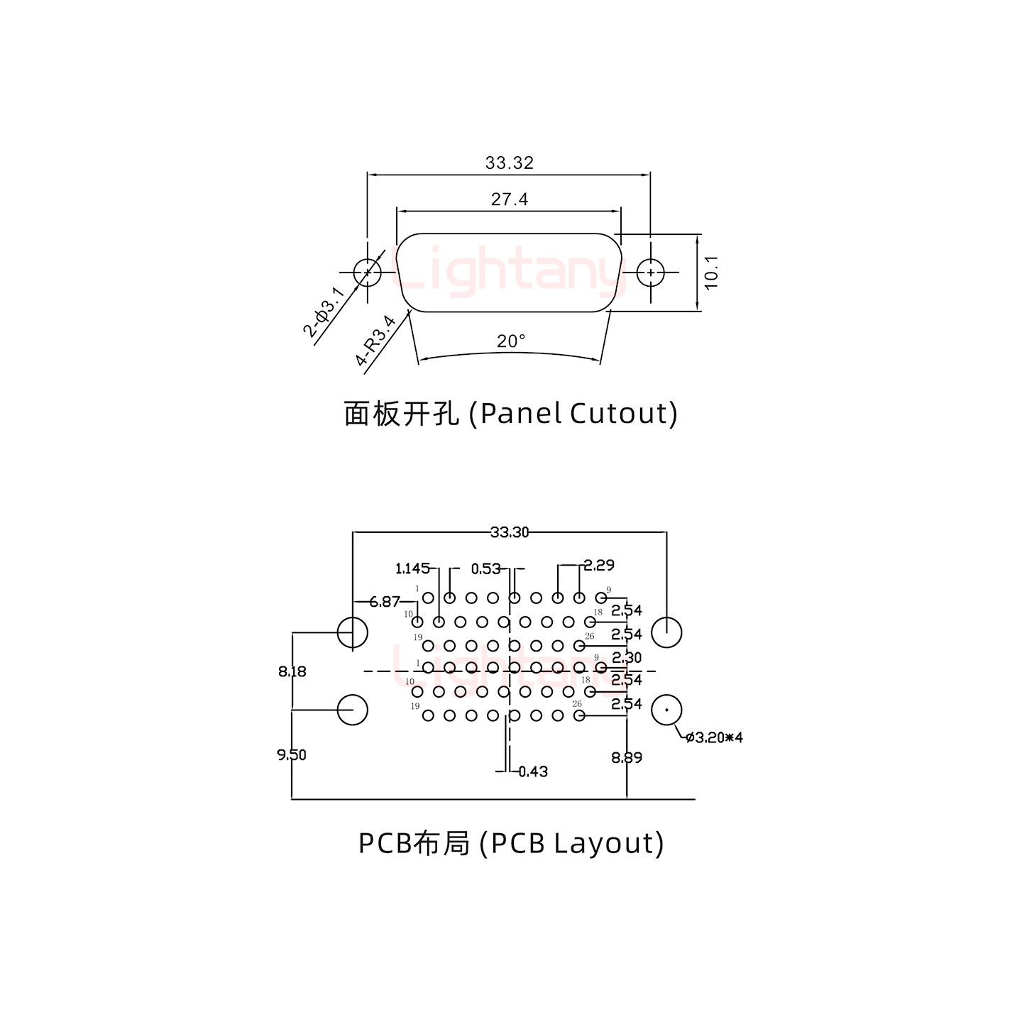 HDR26 公對(duì)公間距19.05車針雙胞胎 D-SUB連接器