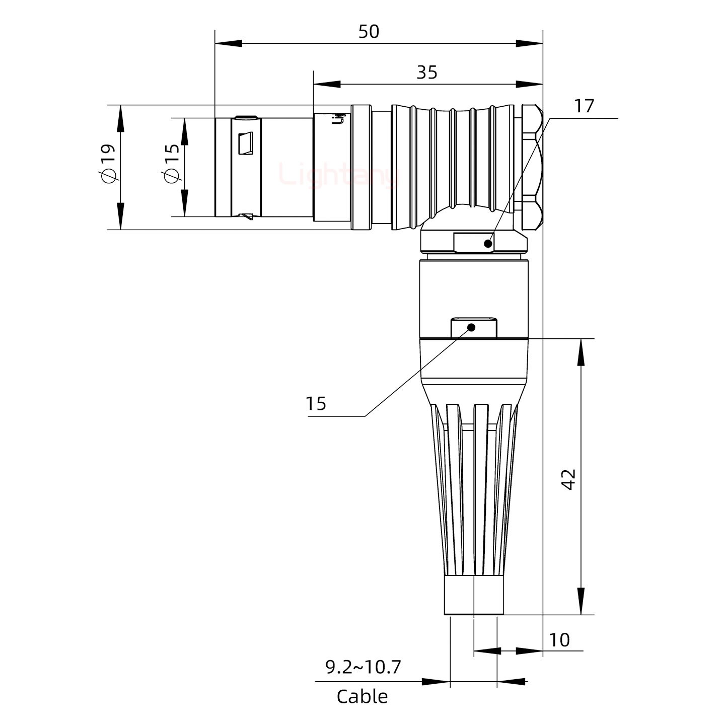 FHG.3B.002.CLAD10Z帶護套彎式插頭