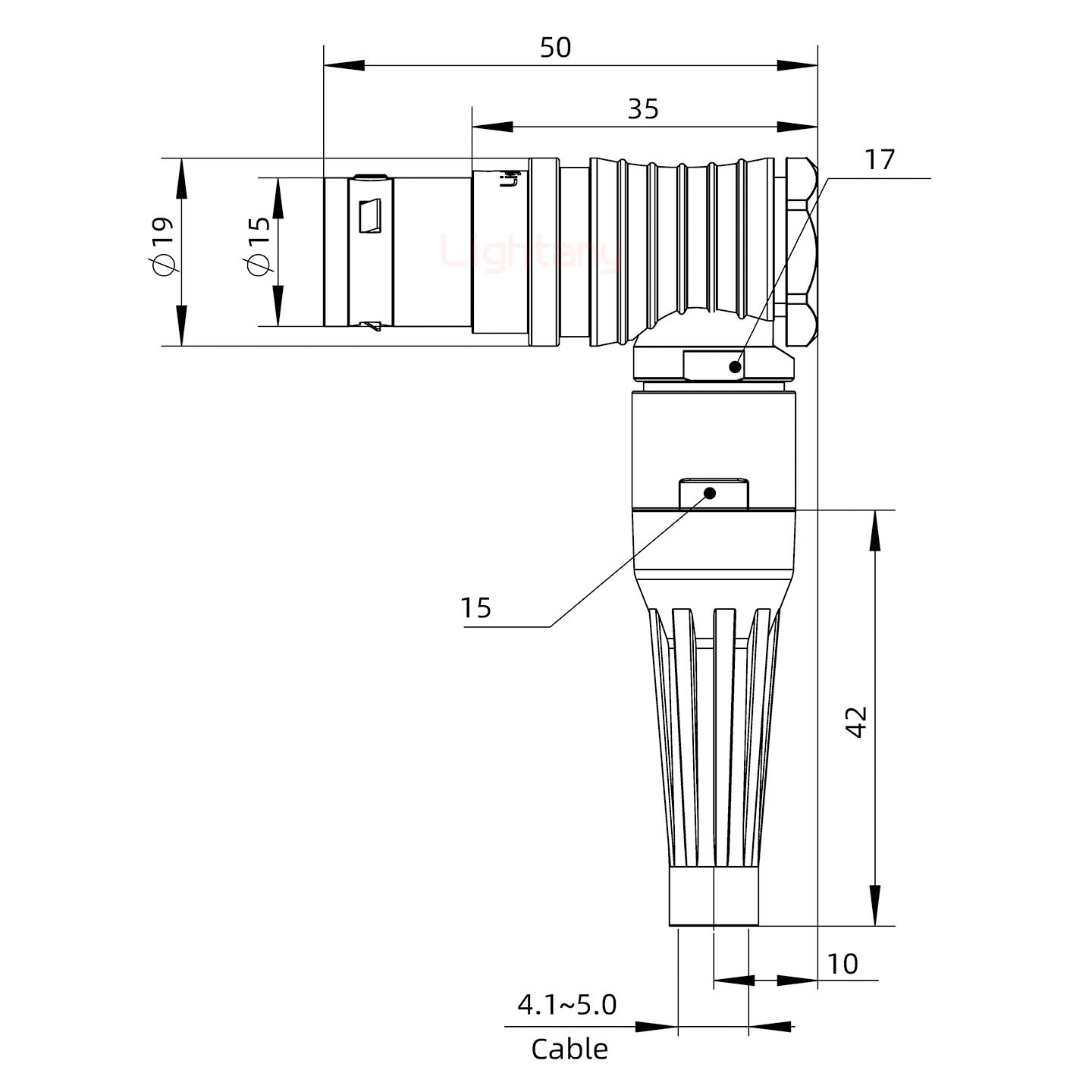 FHG.3B.010.CLAM52Z帶護套彎式插頭