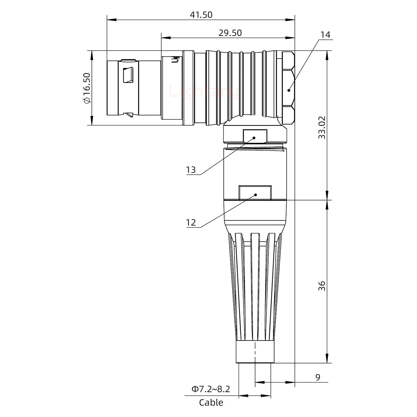 FHG.2B.010.CLAD82Z推拉自鎖帶護(hù)套彎式插頭