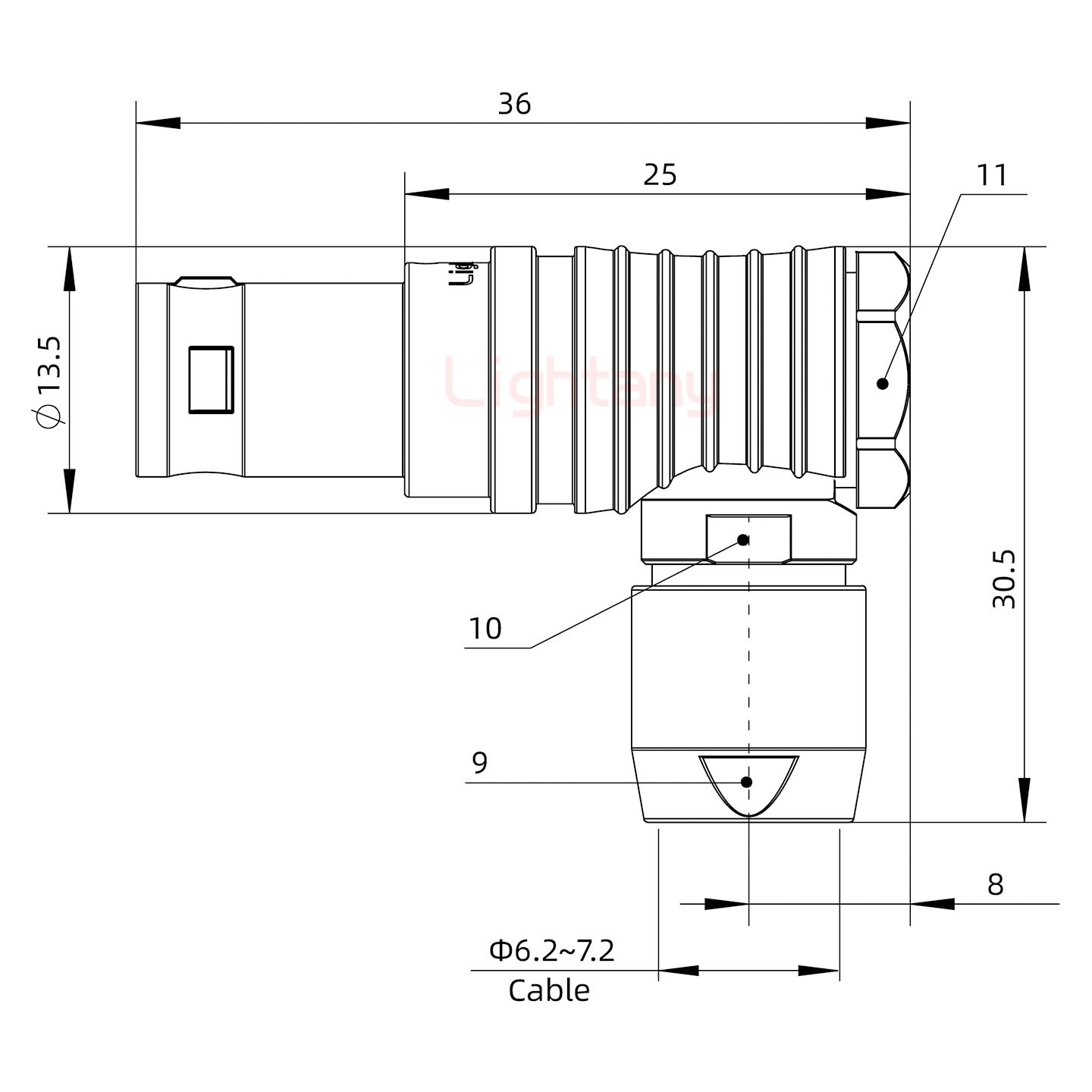 FHG.1B.016.CLAD72推拉自鎖彎式插頭