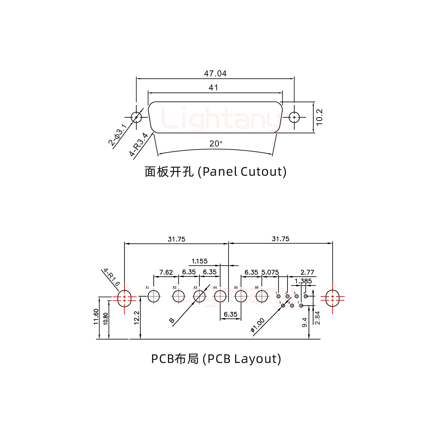 13W6B公PCB彎插板/鉚支架10.8/大電流20A