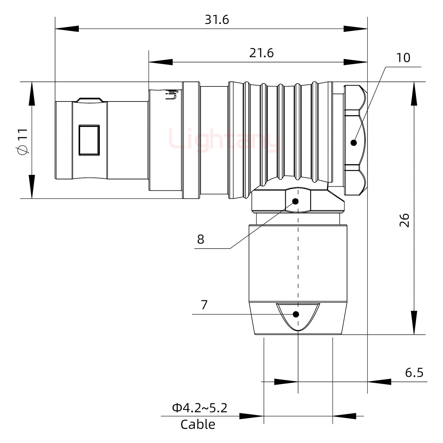 FHG.0B.002.CLAD52推拉自鎖彎式插頭