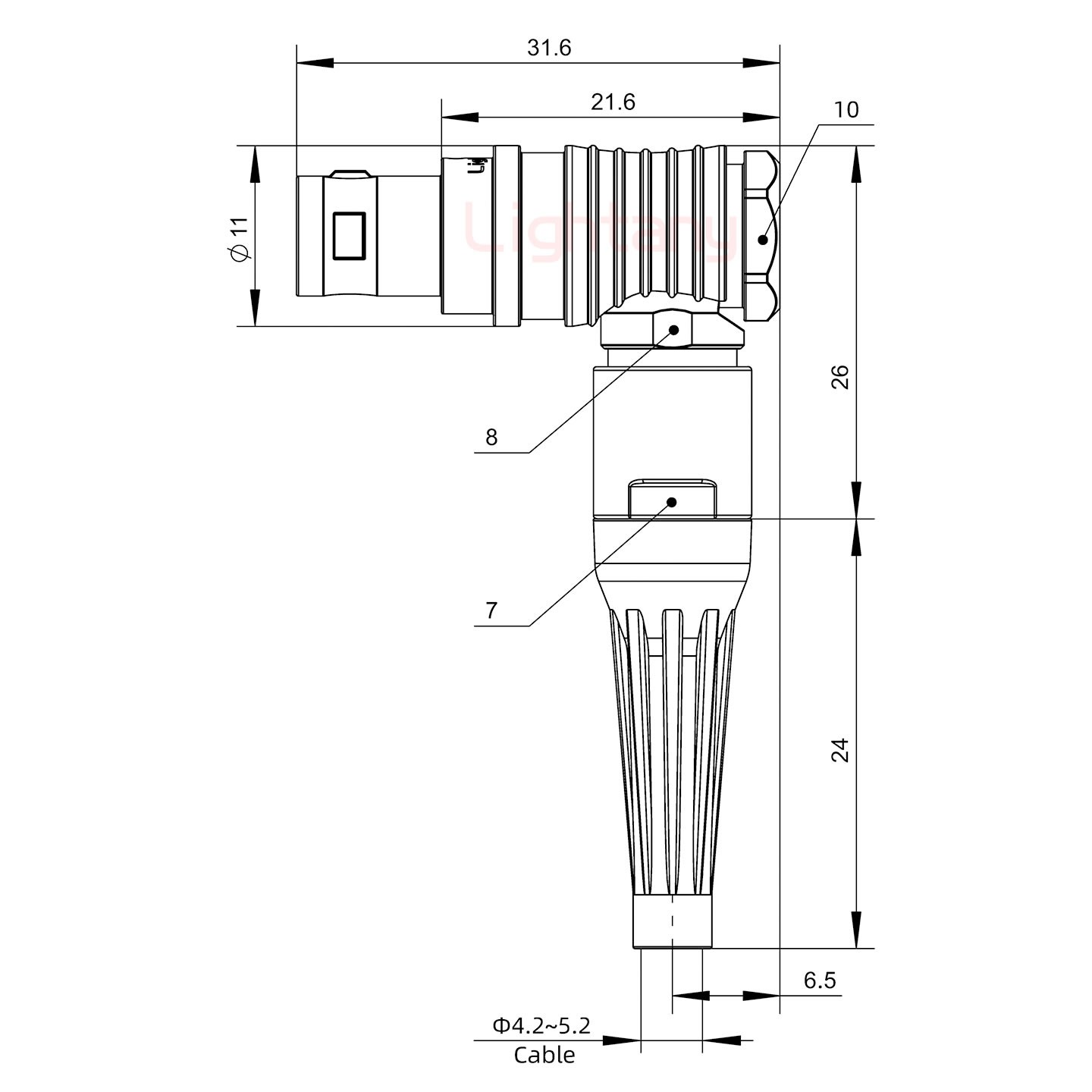 FHG.0B.003.CLAD52Z帶護套彎式插頭