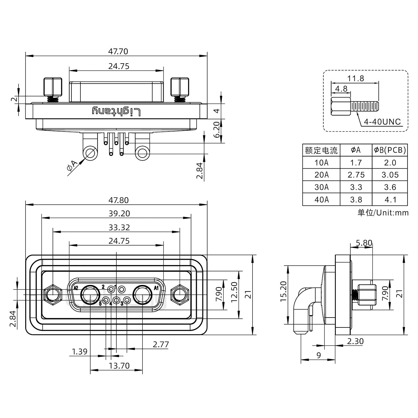 防水7W2母彎插板/鎖螺絲/大電流40A