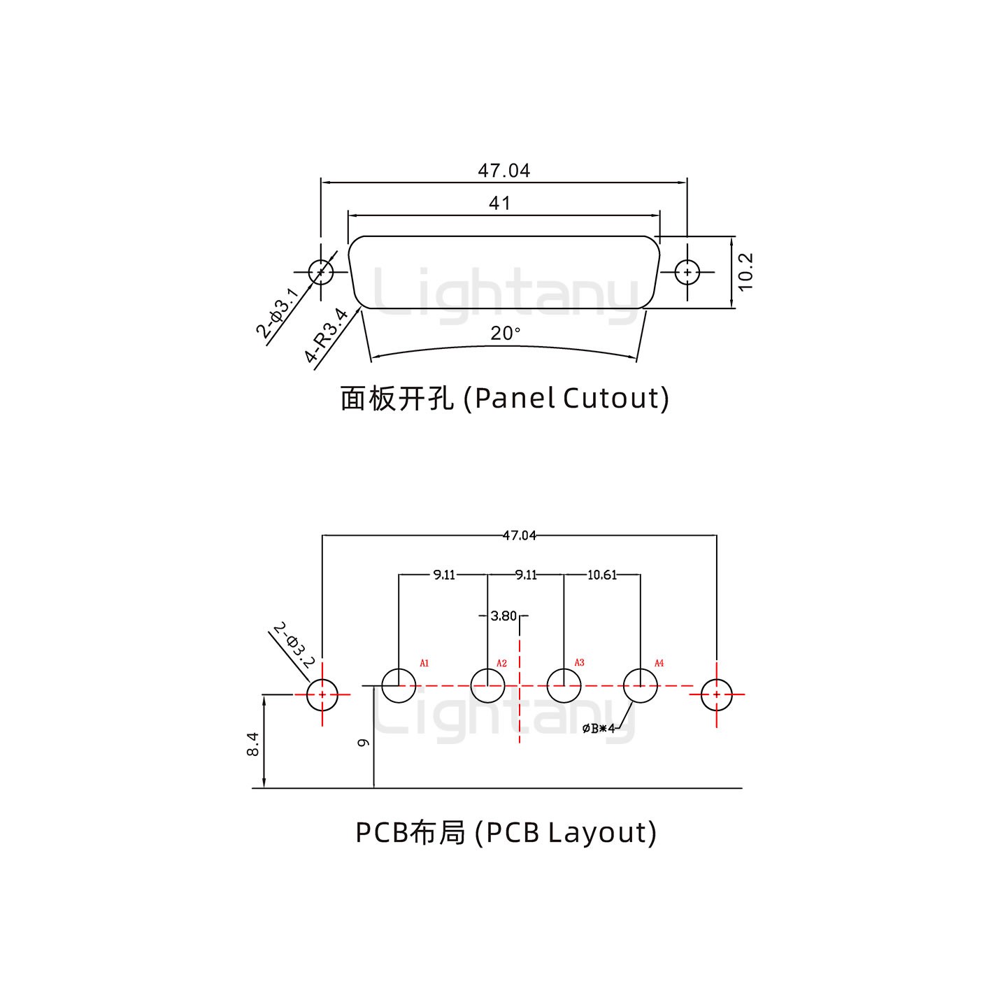 防水4W4公彎插板/鉚支架/鎖螺絲/大電流40A