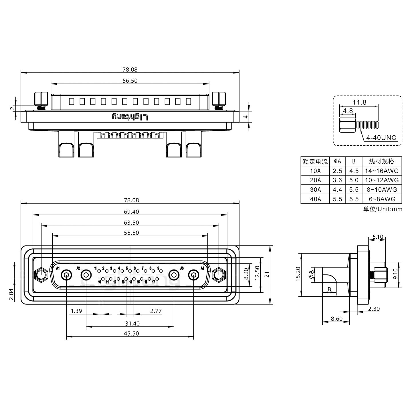 防水21W4公焊線式/鎖螺絲/大電流40A