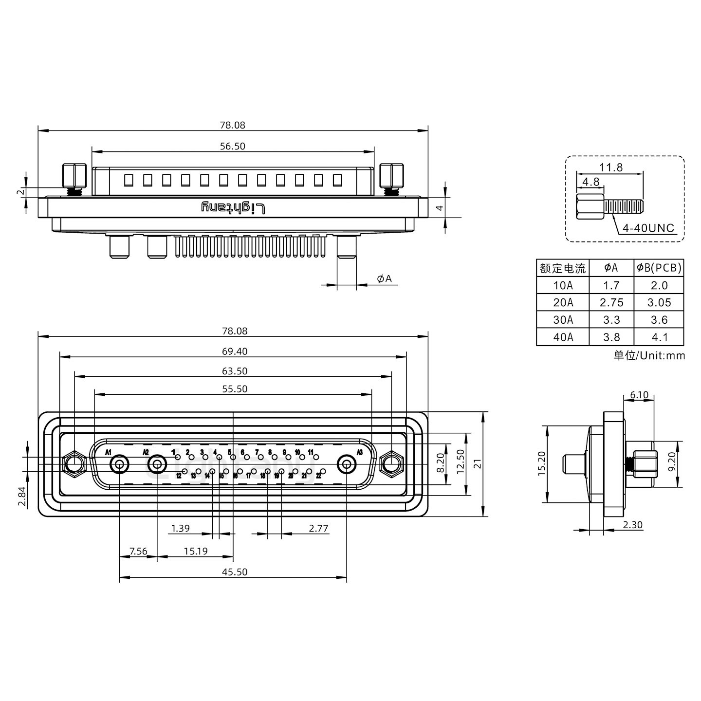 防水25W3公直插板/鎖螺絲/大電流40A