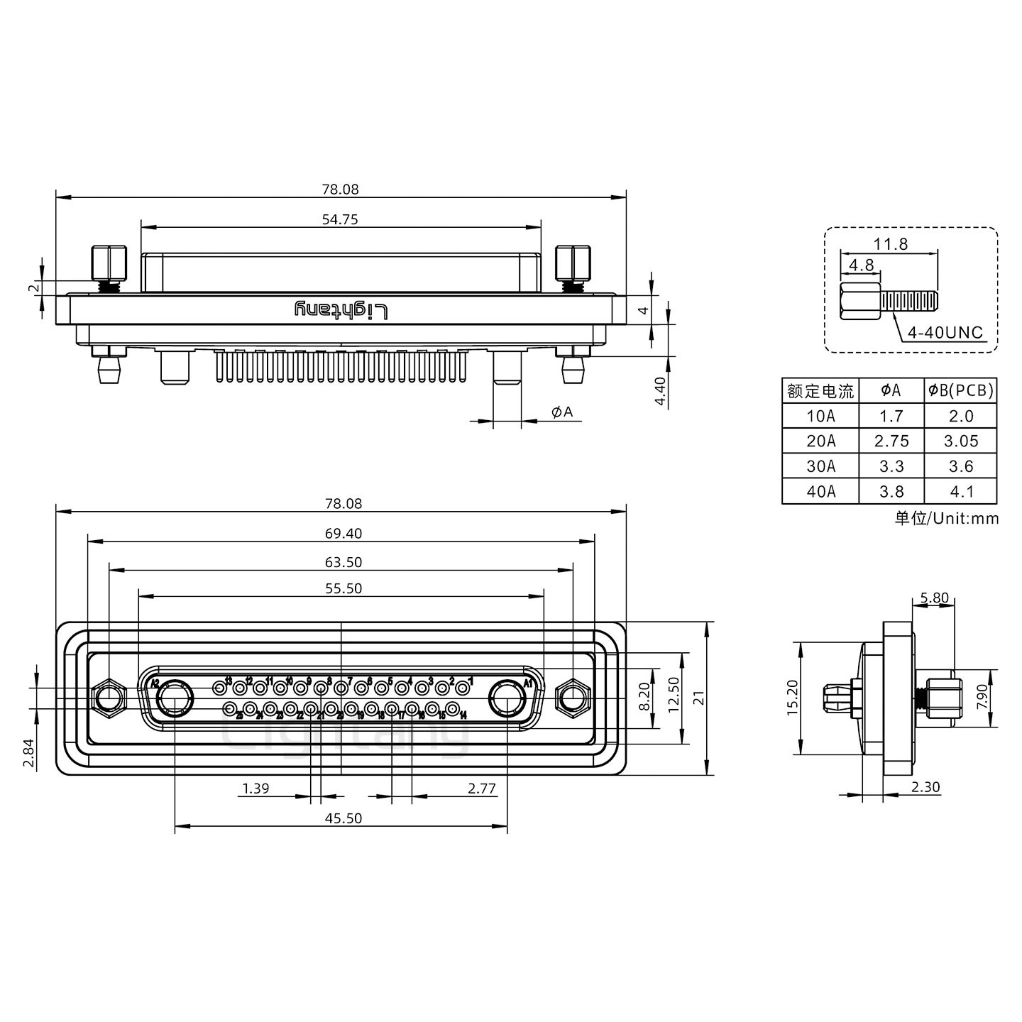 防水27W2母直插板/鉚魚叉/鎖螺絲/大電流40A