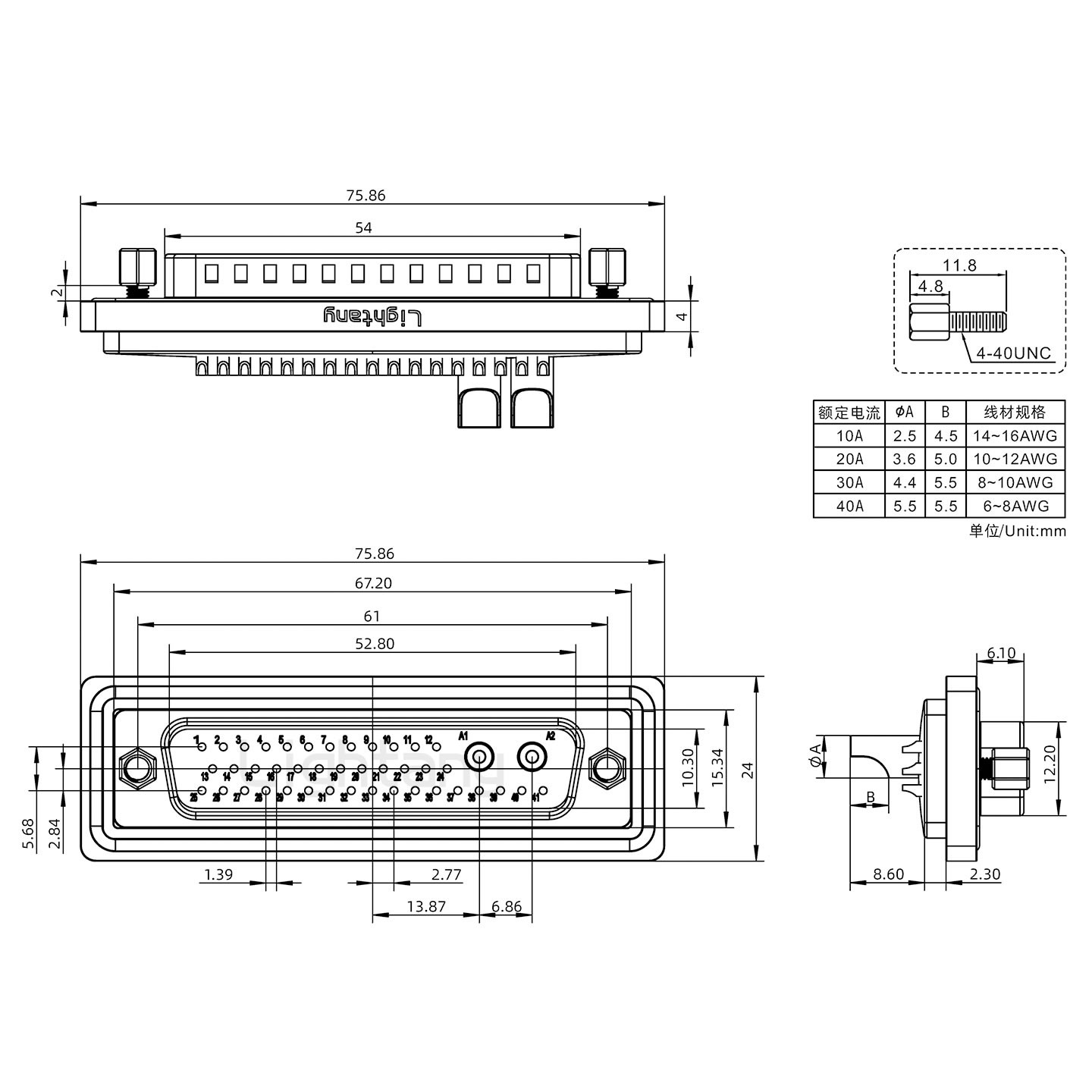 防水43W2公焊線式/鎖螺絲/大電流40A